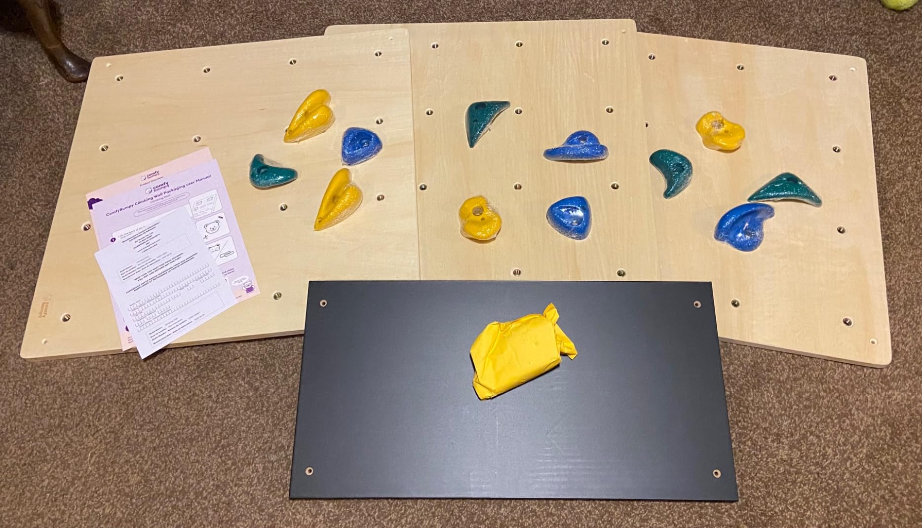 ComfyBumpy Rock Climbing Wall for Kids | Indoor Playground Play Gym Set with Drawing Blackboard & 12 Non-Slip Holds | Durable Wooden Climber for Ages 3+ | 132 lbs Capacity | Easy Assembly customer photo 1