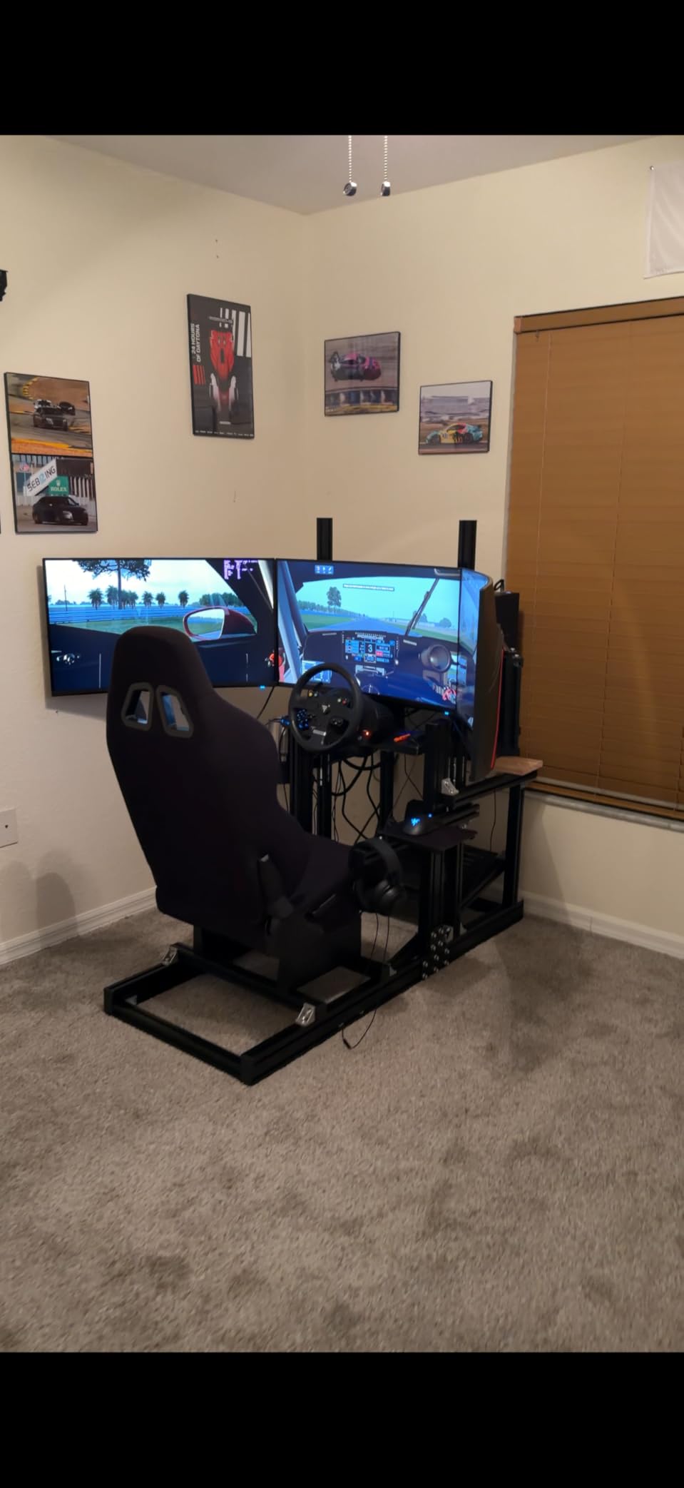 Anman Aluminum Profile Racing Sim Cockpit with Triple TV Mount Black Seat | 8040 Supports 25NM Direct Drive Steering Fit for Logitech/Thrustmaster/Moza/Fanatec/PXN Wheel, Multi Adjustable Universal customer photo 2