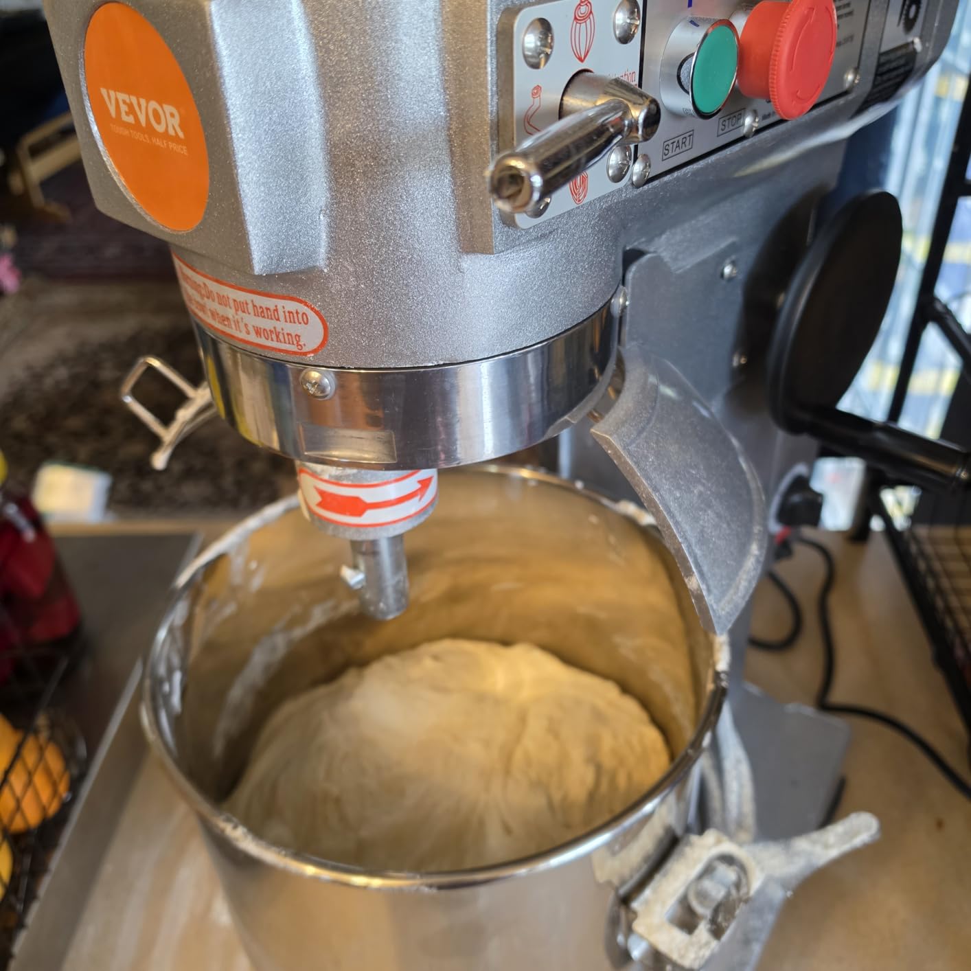 VEVOR Commercial Mixer, Commercial Food Mixer 10Qt Stainless Steel Bowl, 450W Commercial Stand Mixer with 3 Speeds Adjustable, Dough Hook Whisk Beater Included, Perfect for Bakery Pizzeria, Silver customer photo 2