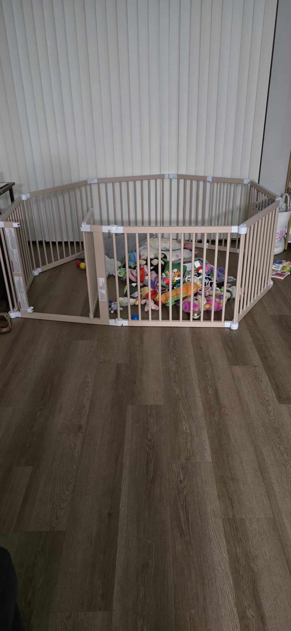 Comfy Cubs Baby Gate Playpen 57x57x25in - Foldable Playpen Light Wood White | Extends Up to 228