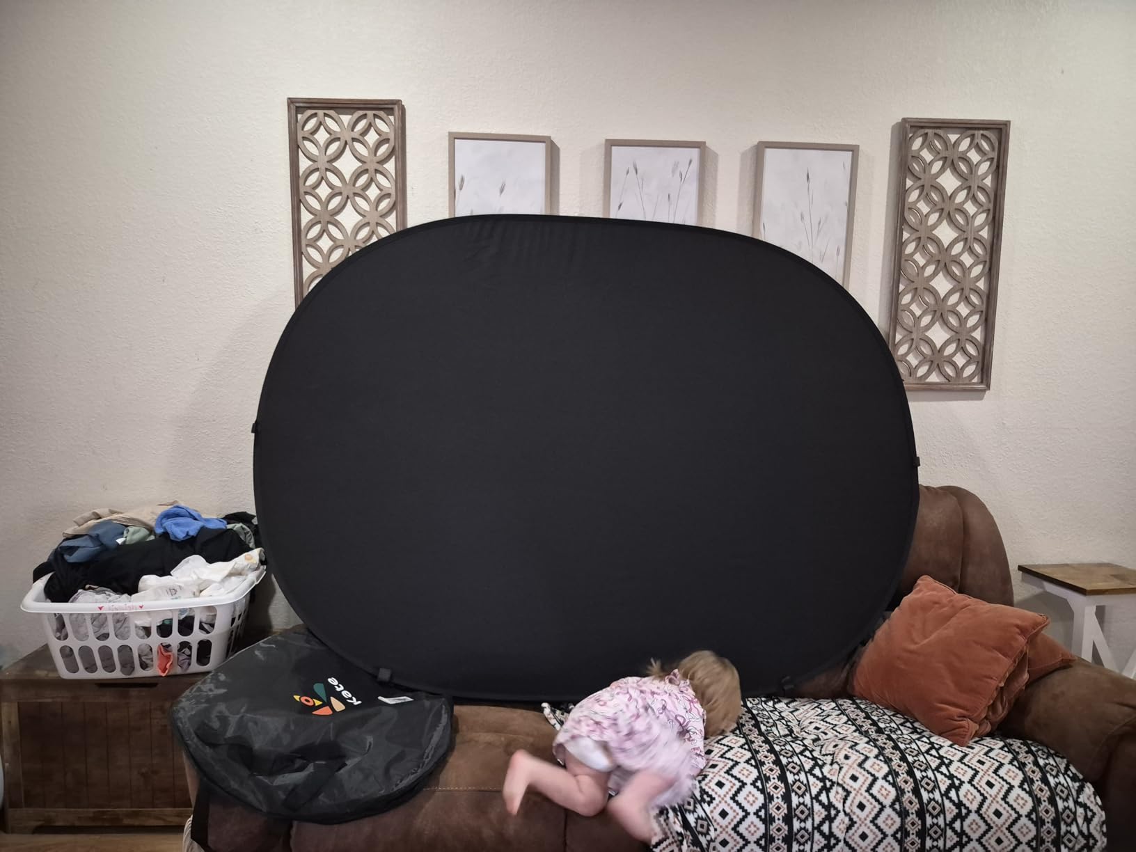 Kate 5x6.5ft(1.5x2m) Collapsible Backdrop White Black Twist Flex Folding Pop up Backgrounds for Photoshoot, Headshots Photo, Video Calls customer photo 2