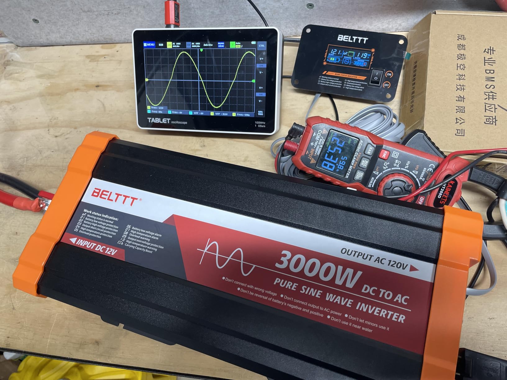 BELTTT 3000W Pure Sine Wave Inverter 12V DC to 120V AC, 6000W Peak | LCD Display, 23 ft Wired Remote, Dual AC and 20A Outlets, Hardwire Port, USB, Power Inverter for Solar, Off-Grid, RV, Truck customer photo 1