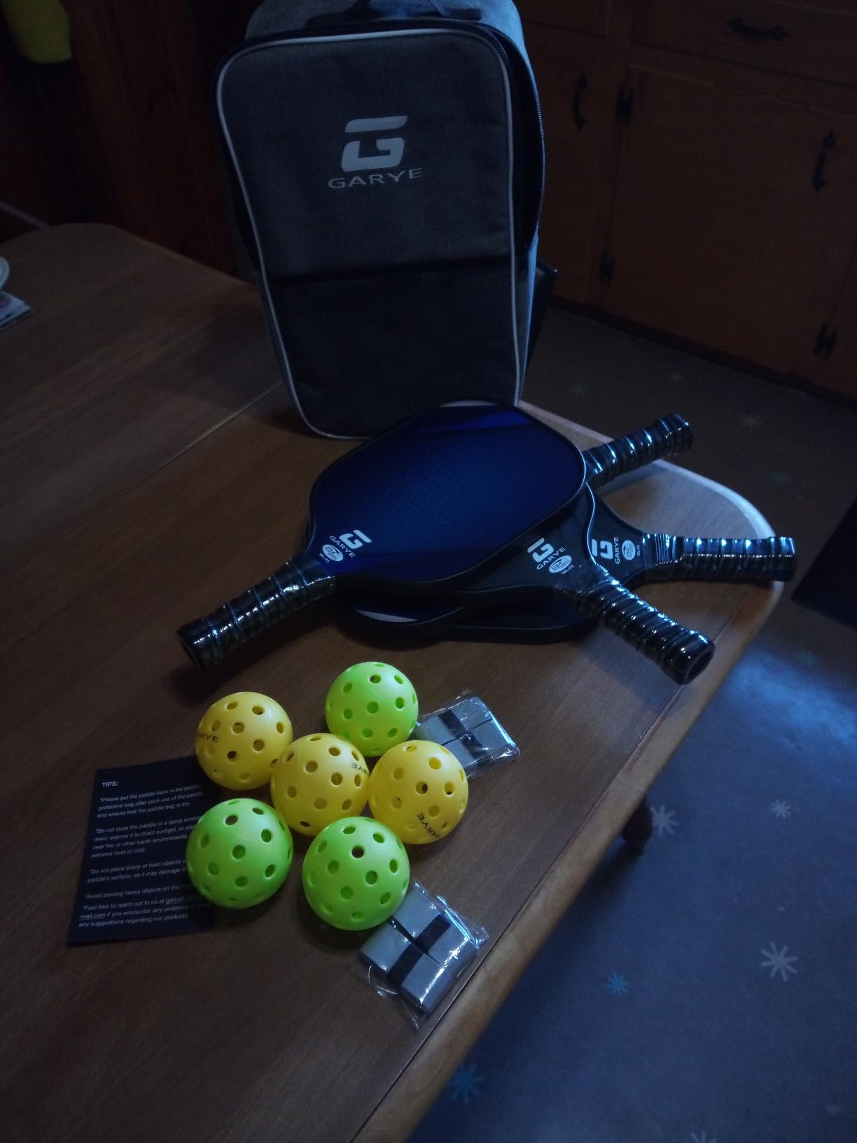 GARYE Pickleball Paddles Set of 4, Carbon Fiber Pickle Ball Paddle, USAPA Approved Lightweight Rackets 4 Pack for Adults and Teenagers, Includes 6 Balls, 1 Bag, and 4 Grip Tapes customer photo 1