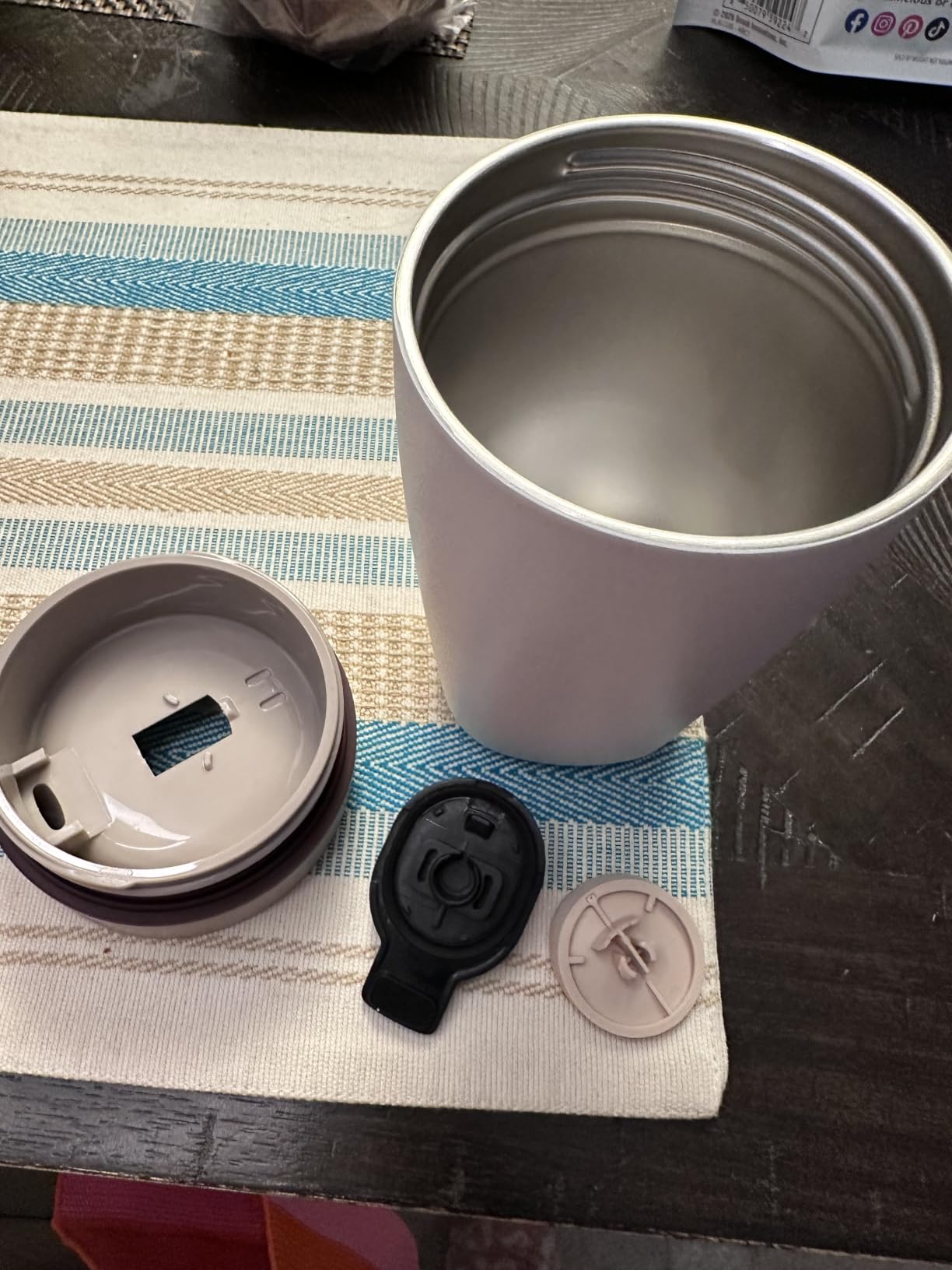 Owala SmoothSip Slider Insulated Stainless Steel Coffee Tumbler, Reusable Iced Coffee Cup, BPA Free 20 oz, Grey/Blue customer photo 2