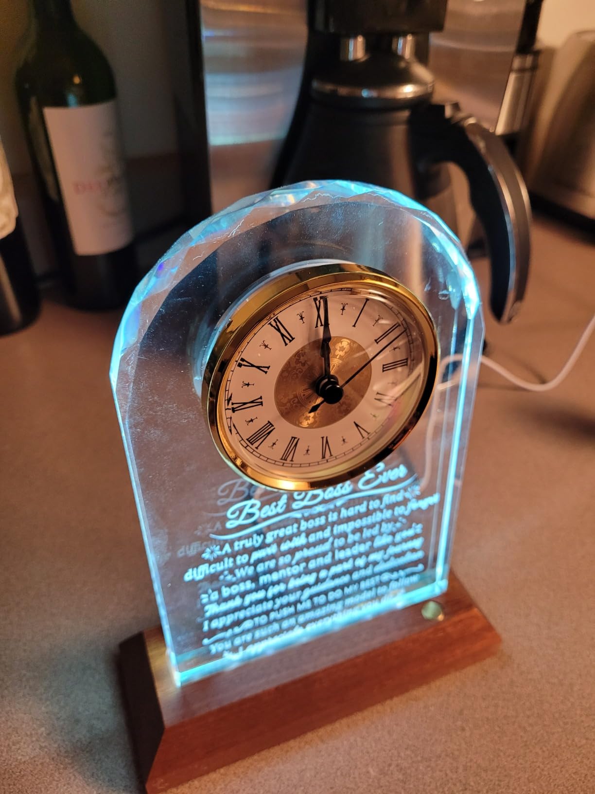 Arikyrist Glass Happy Retirement Clock Gifts for Women Men Retired Ideas | Retirement Plaque, Farewell Gift, for Colleagues Boss Teacher Doctor Friend Her Going Away, with Wooden Light Base customer photo 1