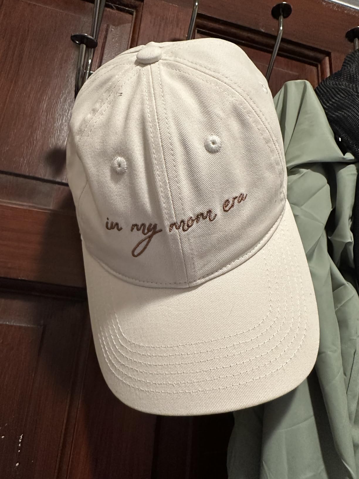 in My Mom Era Hat, Beige Baseball Cap Ponytail Cap | High Ponytail Hole, Minimalist Design, Mothers & New Mom Gifts customer photo 2