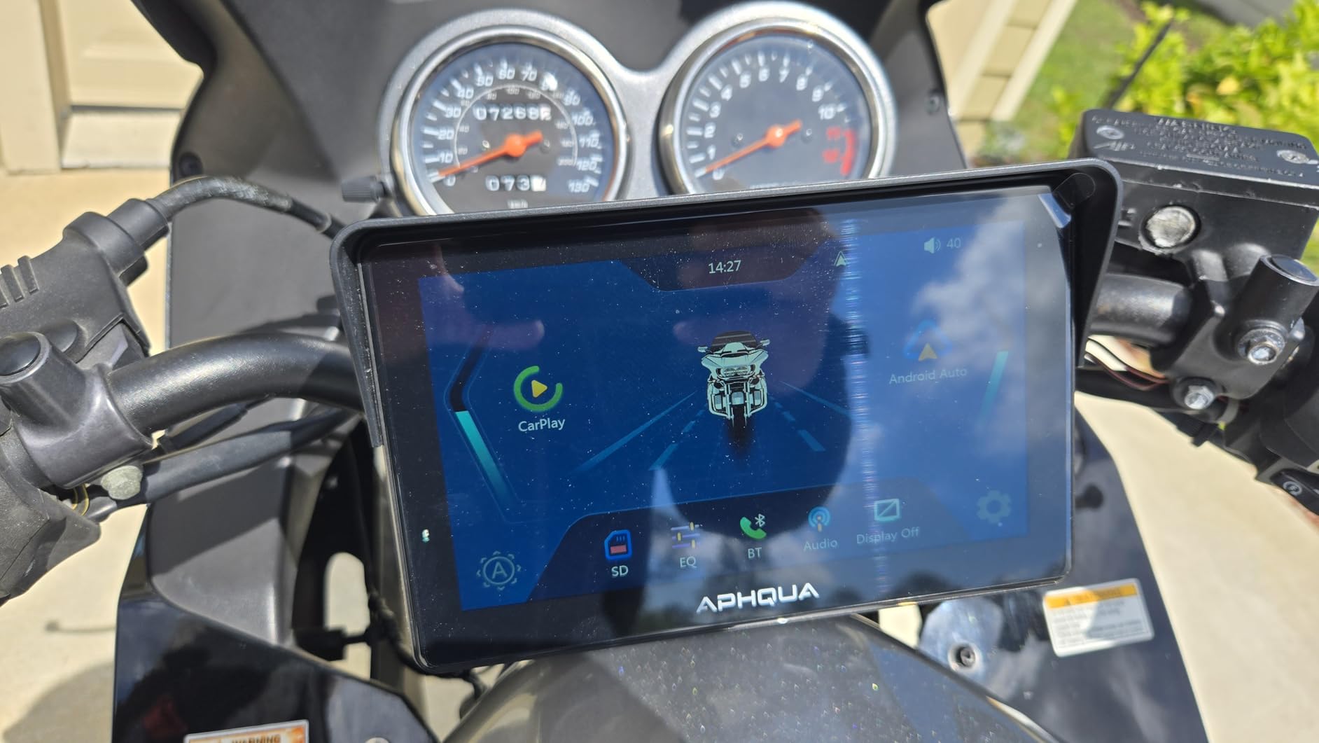 Motorcycle CarPlay 7 Inch GPS Navigation System with Apple CarPlay | Motorcycle Accessories for Android Auto Portable Screen with Dual Bluetooth, IP67 Waterproof, Siri & Google Assistant customer photo 2