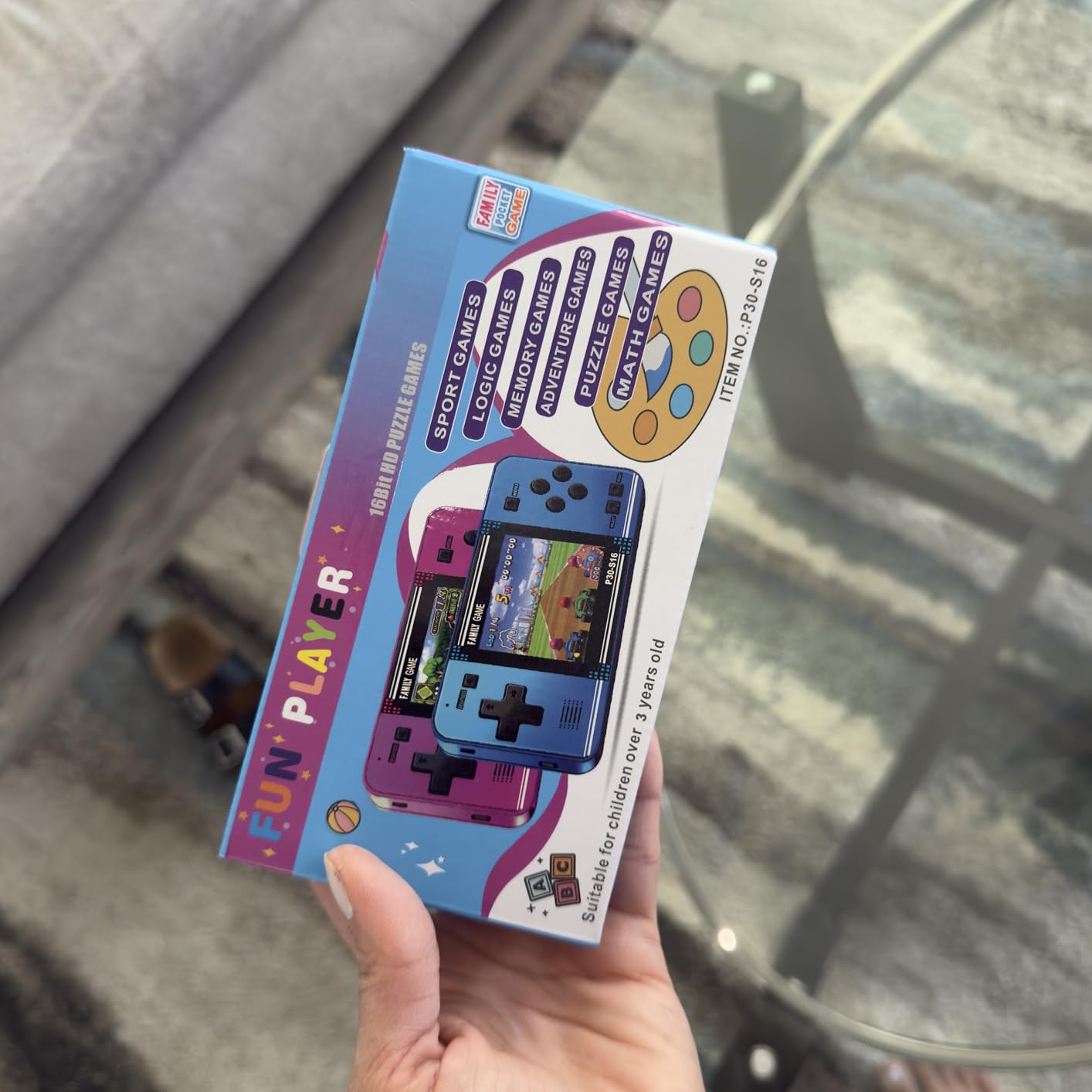 Handheld Game for Kids - Preloaded 220 Retro Video Games, Portable Gaming Player with Rechargeable Battery 3.0