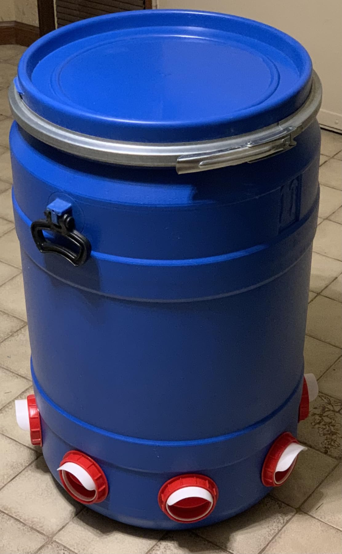 Chicken Feeders No Waste, DIY Automatic Poultry Feeder - 8 Ports Red | Buckets Barrels Bins Troughs‑mountable Design for common Breeds of Chicken Flock with Hole Saw customer photo 2