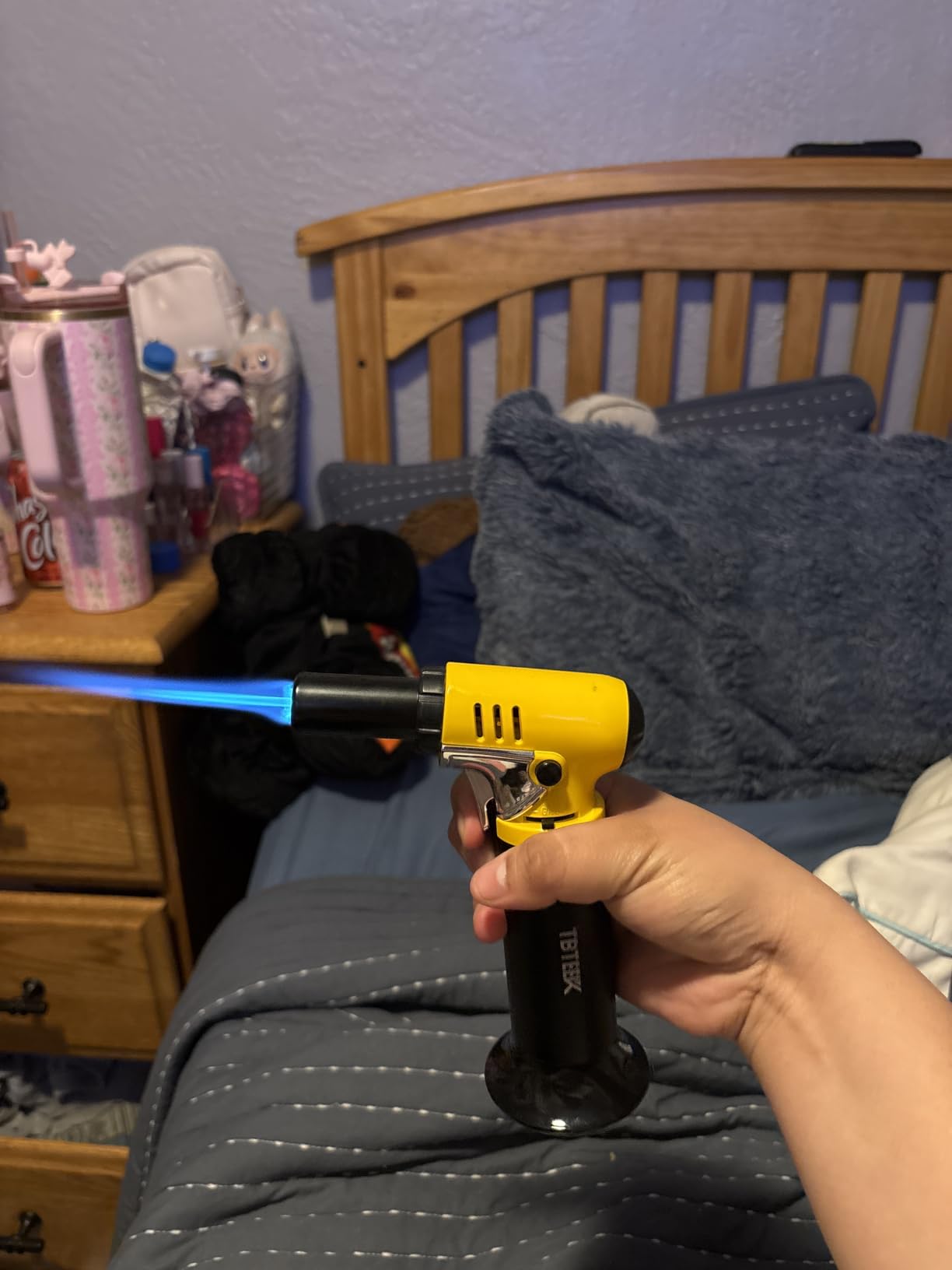 TBTeek Butane Torch with Fuel Gauge T907, One-hand Operation Kitchen Torch Lighter with Adjustable Flame for BBQ, Baking, Brulee Creme, Crafts and Soldering(Butane Gas Not Included) customer photo 2