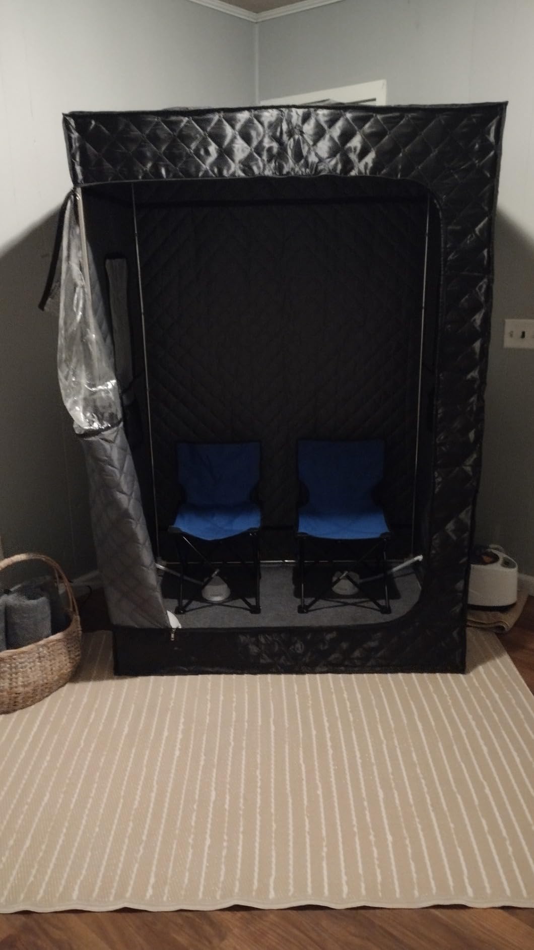 Manastin 2 Person Portable Steam Sauna for Home, 1 or 2 Person Full Body Home Spa with 2 Foldable Chairs, 9 Levels of Sauna Tent with Remote Control (Black, Large) customer photo 1