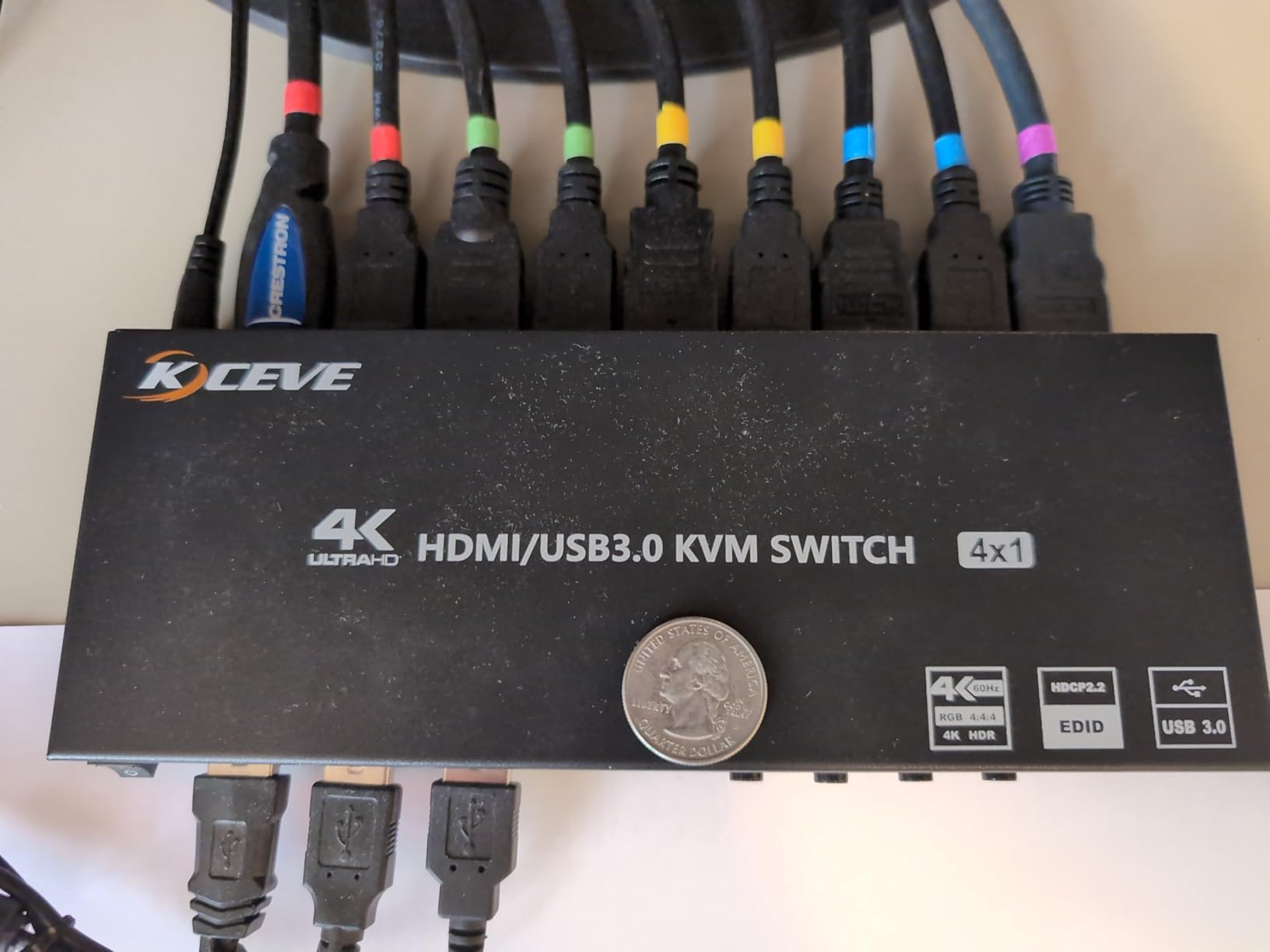 10 Port 8 Port HDMI KVM Switch 4K@60Hz EDID Simulation, USB3.0 KVM Switch HDMI for 10 Computers Share 1 Monitor and 4 USB Devices, KVM Switches with Audio RS232 Wired Remote 12V Power and USB Cable customer photo 2