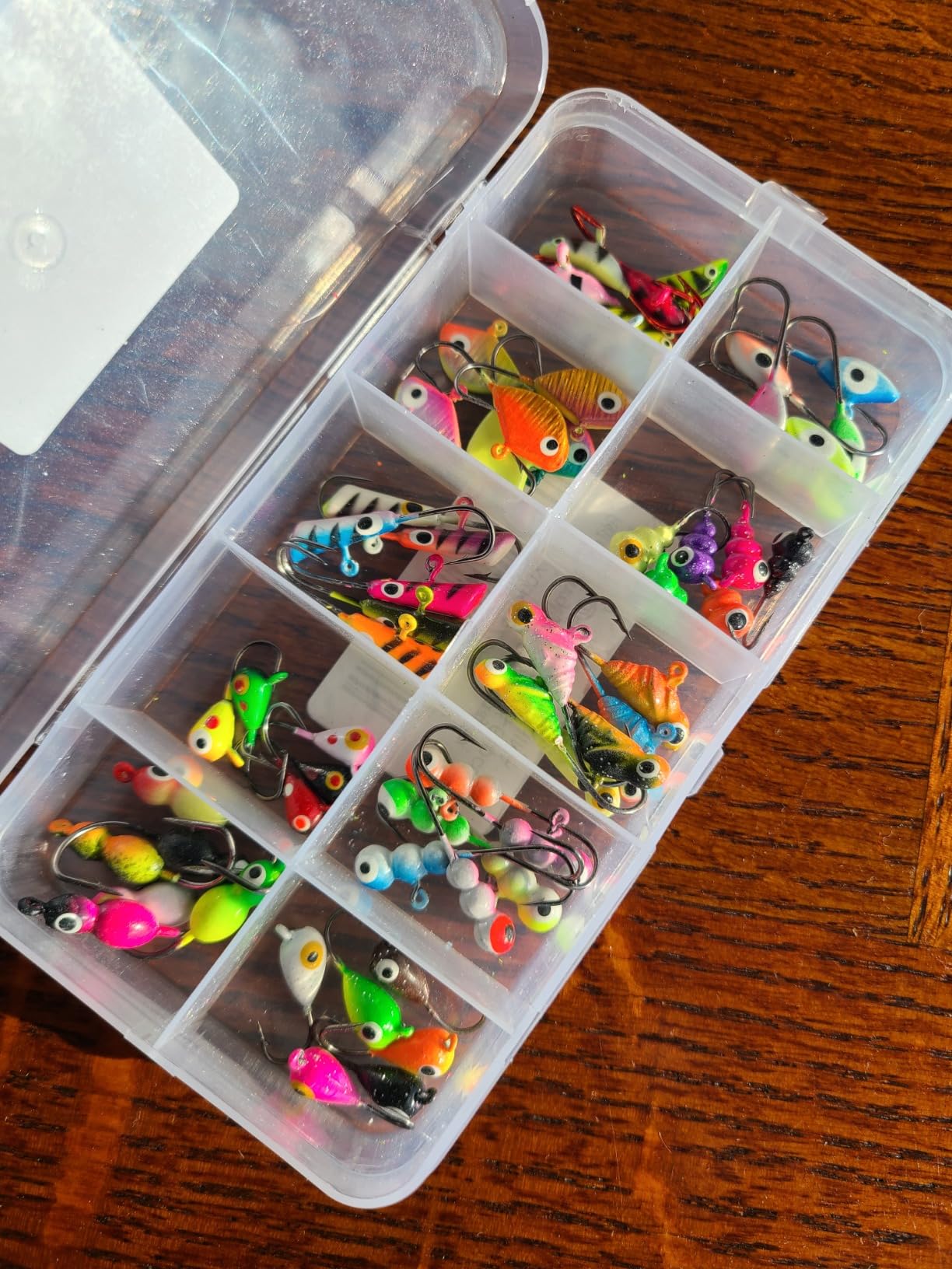 FishTrip Ice Fishing Jigs Kit, Glow Jig Lure Set for Winter Ice Fishing | 30/60Pcs Glow ice jigs for Crappie Bluegill Sunfish Perch Panfish Walleye Pike Jigs, Ice Fishing Gear with Storage Box customer photo 1