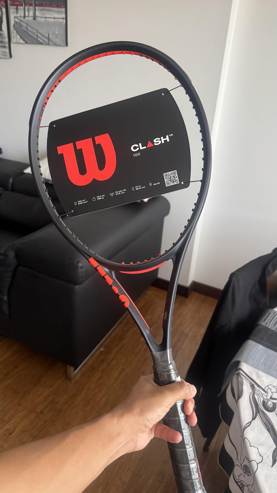 Wilson Clash 100 V3 Strung Adult Performance Tennis Racket - Grip Size 3-4 3/8