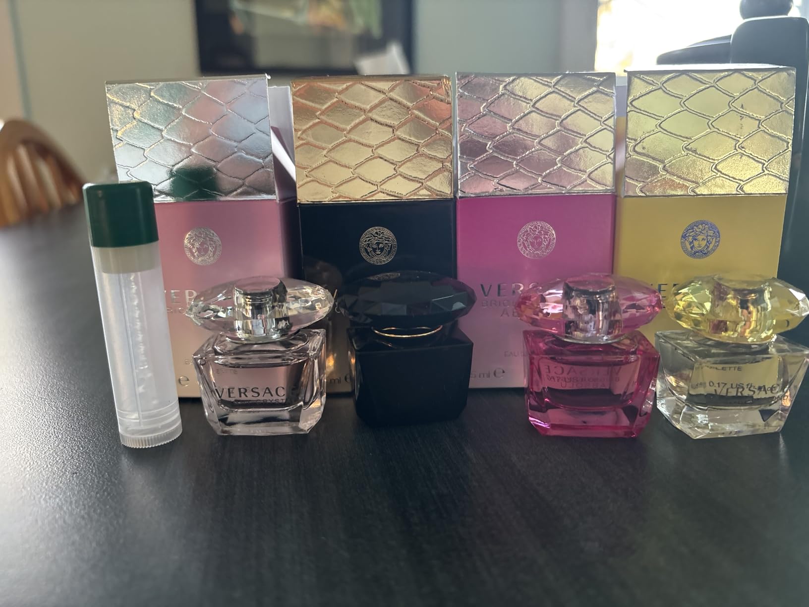 Versace Perfume for Women Set of 4 Mini - Bright Crystal, Yellow Diamond, Crystal Noir, Bright Crystal Absolu Designer Fragrance Sampler Set customer photo 1