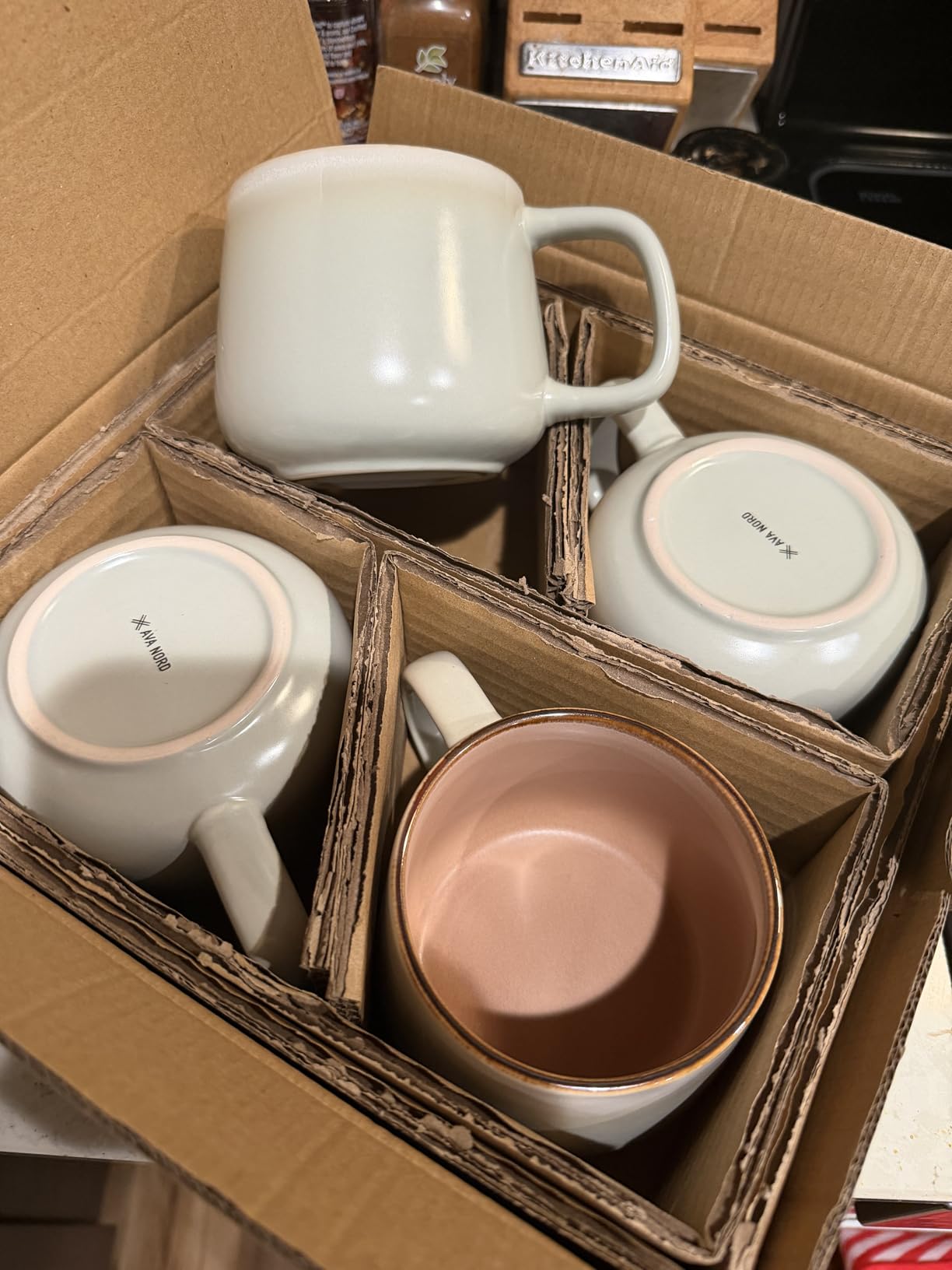 Ava Nord Stoneware Ceramic Coffee Mugs Set of 4-12 oz - Sage Ash | Lead-Free, Non-Toxic, Freezer - Microwave & Dishwasher Safe, Comfortable Handle, Aesthetic Nordic Design for Tea, Latte customer photo 2