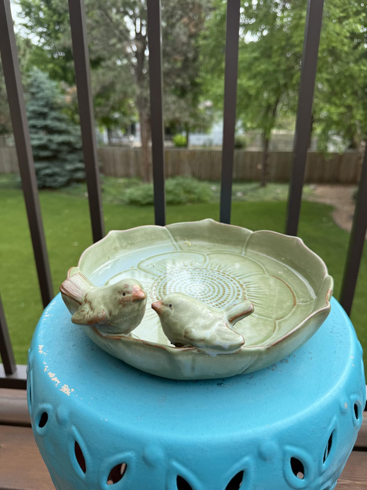 Ceramic Bird Bath for Outside on Ground, 9.45-Inch Birds Bath Bowl Only, Ground Bird Feeders and birdbath for Outdoors, Garden, Tabletop, Deck, Balcony and Lawn customer photo 1