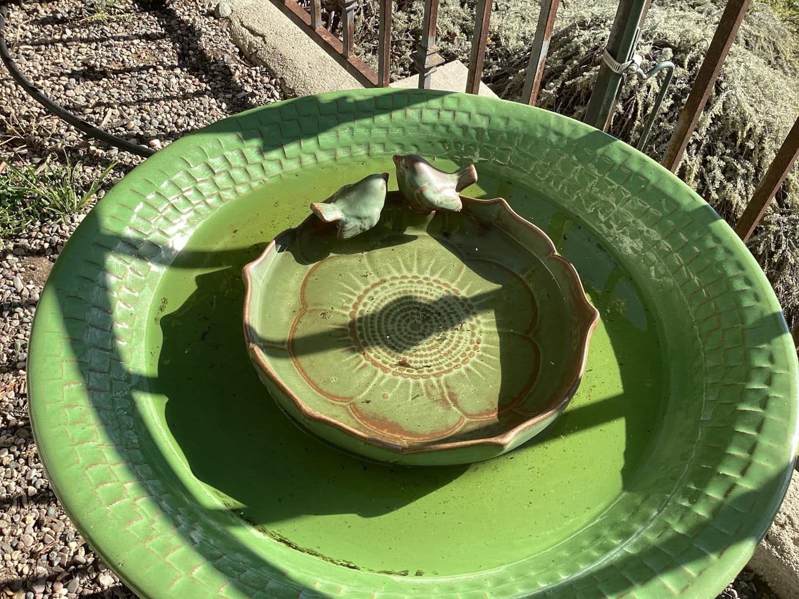 Ceramic Bird Bath for Outside on Ground, 9.45-Inch Birds Bath Bowl Only, Ground Bird Feeders and birdbath for Outdoors, Garden, Tabletop, Deck, Balcony and Lawn customer photo 2