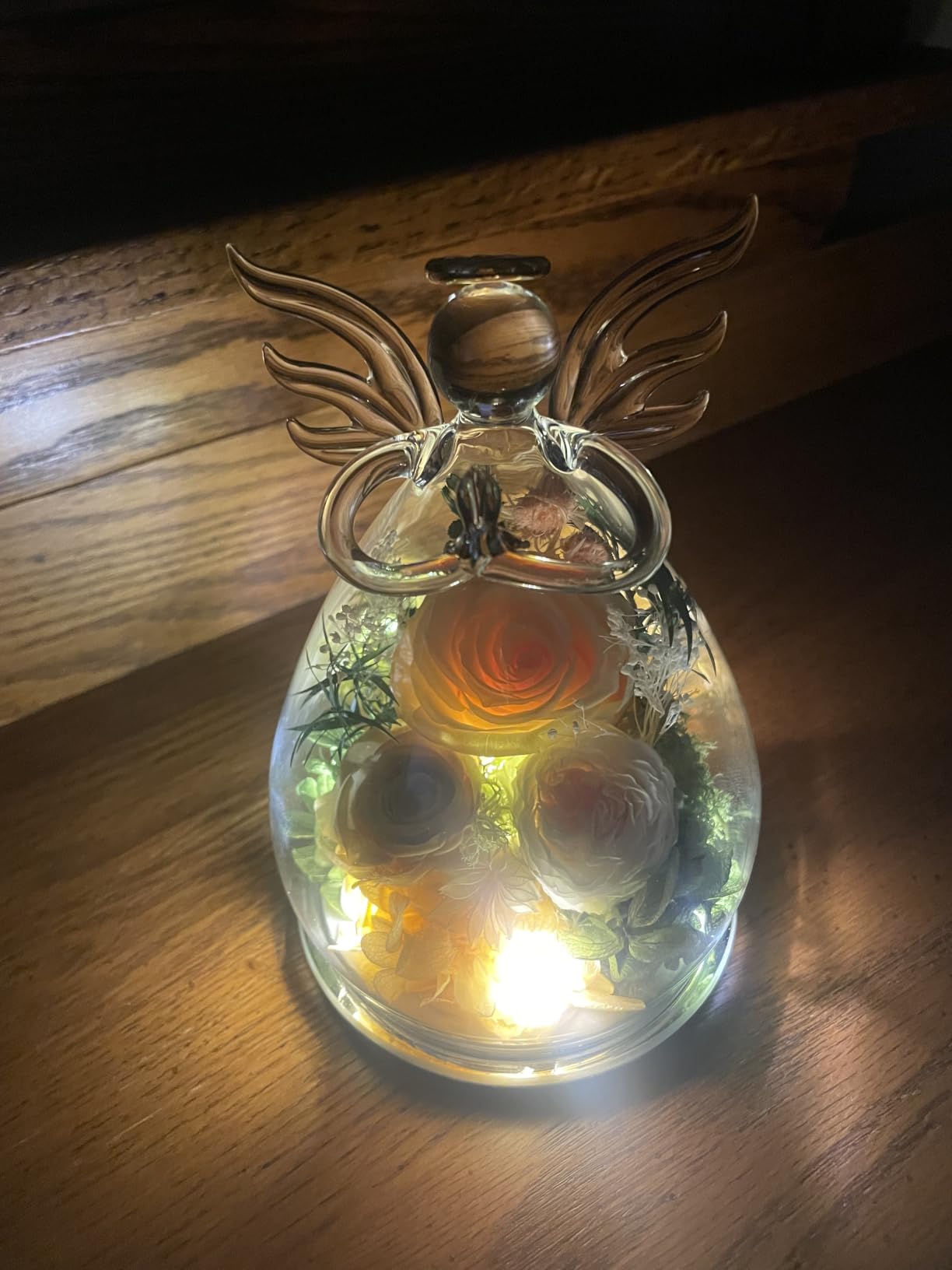 Gifts for Mom Birthday Gifts for Women Preserved Rose Forever Flower in Glass Angel Figurines Fresh Flowers for Delivery Anniversary Real Colorful Roses for Grandma Her Wife Mothers from Daughter customer photo 1
