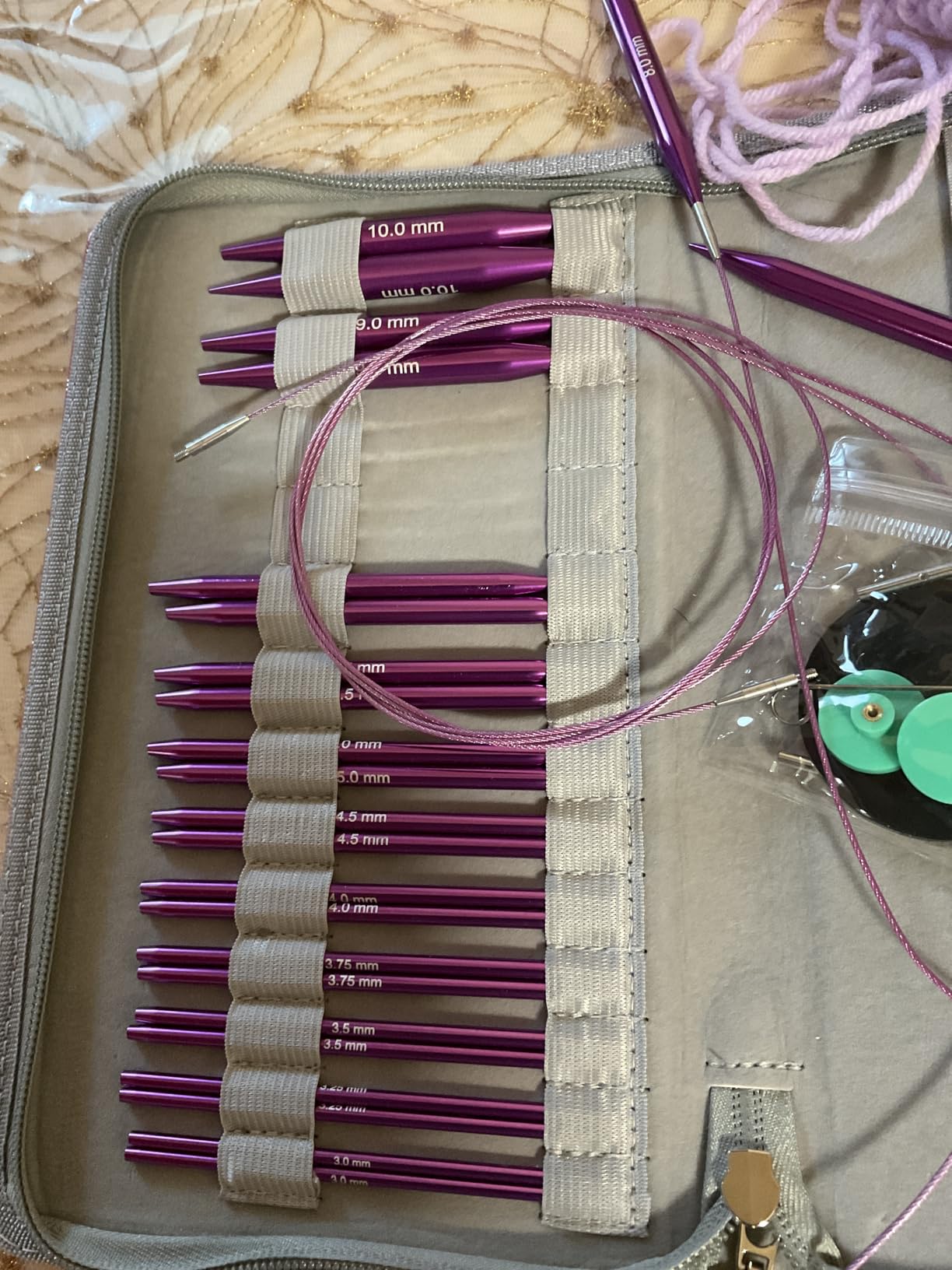 Guclud 4-Inch Interchangeable Circular Knitting Needles Set | US 2.5-15 (3.0-10.0mm) | 13-Pair of Metal Circular Needles | 4 Cables, Accessories & Case customer photo 1