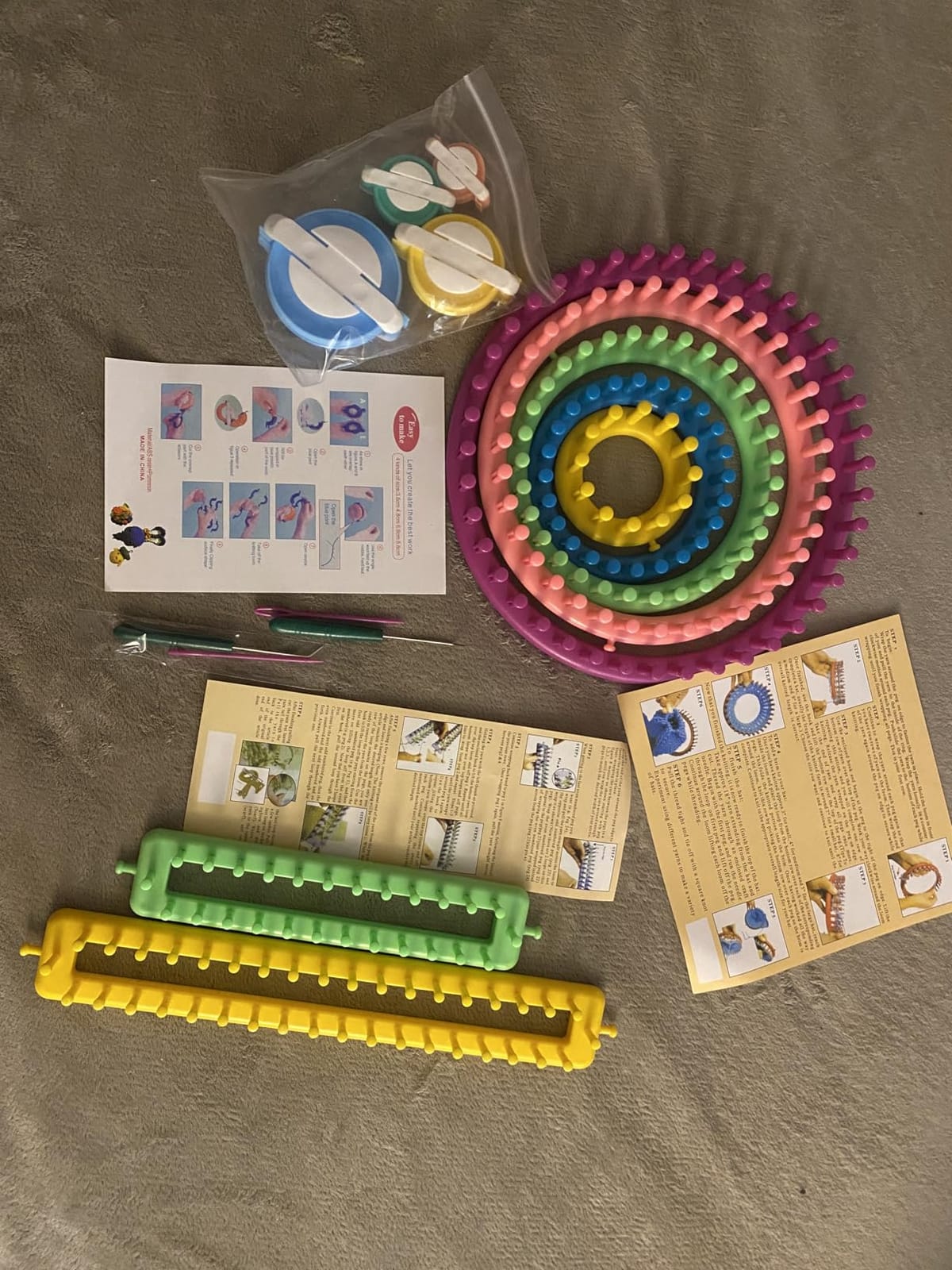 READAEER Knitting Loom Kit with Pompom Maker, Round Knitting Loom for Hat, Rectangular for Blanket Scarf Shawl, Knitting Loom Kit for Beginner customer photo 2