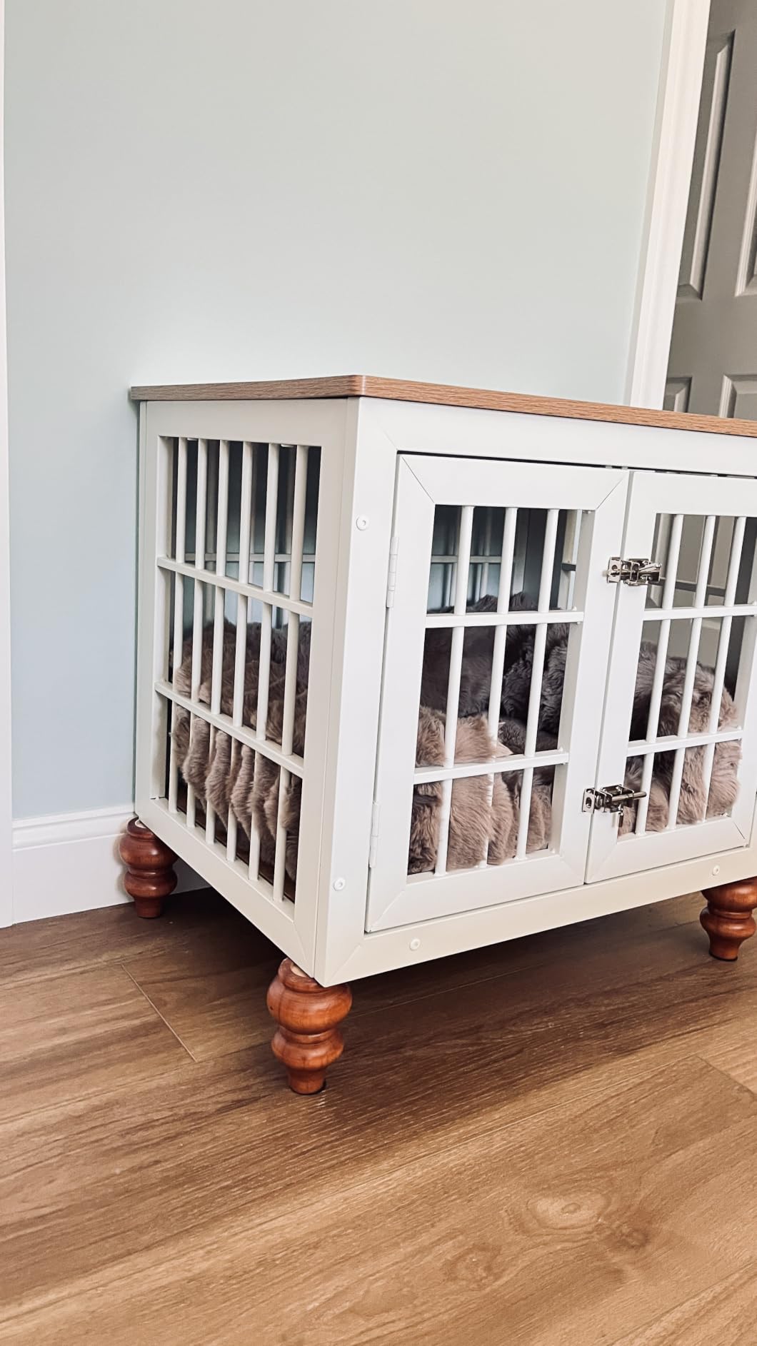 rehomerance 38 Inch Heavy Duty Dog Crate Furniture for Large and Medium Dogs, Decorative Pet House End Table, Wooden Cage Kennel Furniture Indoor, Natural and White customer photo 1