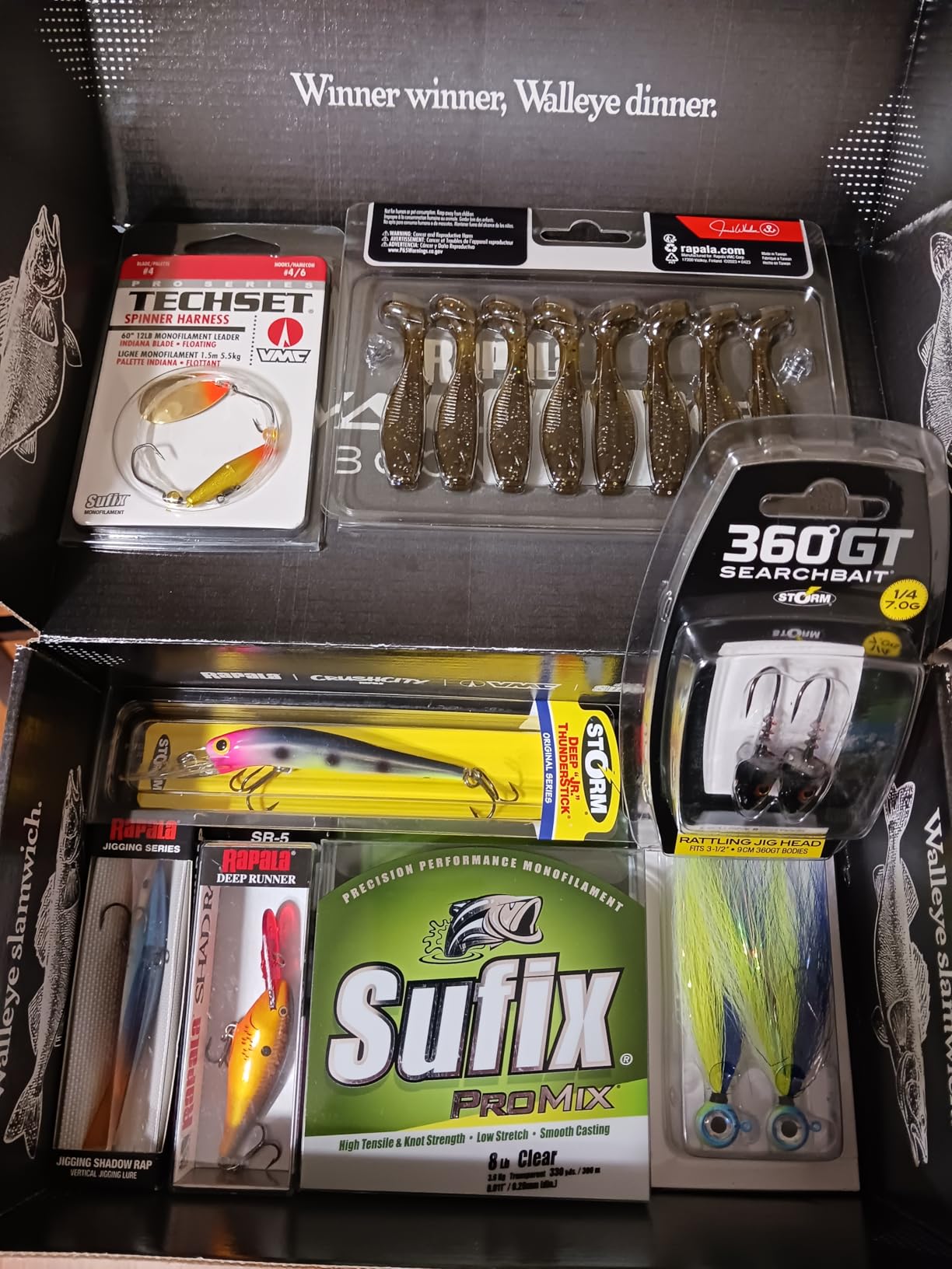 Rapala Walleye Boom Box, Walleye Fishing Kit, 7 Curated Baits, 1 Bonus | Mystery tackle assortment, proven fish-catching presentations, seasonal selections, gift for anglers customer photo 1