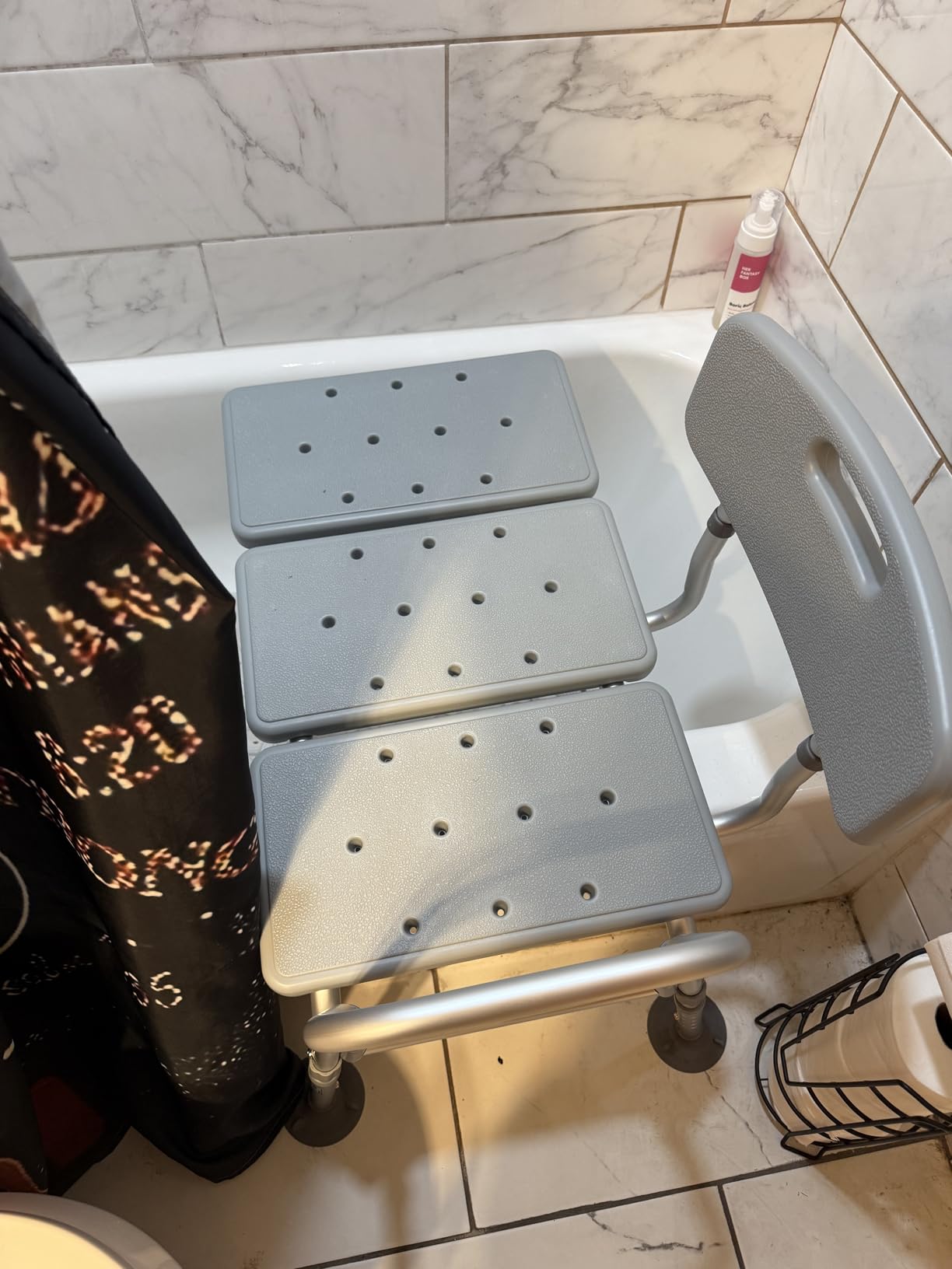 HOMLAND Tub Transfer Bench with Backrest for Bathtub, Height Adjustable | 400 lbs, Slip-Resistant Feet, Sturdy Aluminum Heavy Duty Shower Chair, Safer Bathing Aid Bench for Elderly and Disabled customer photo 2