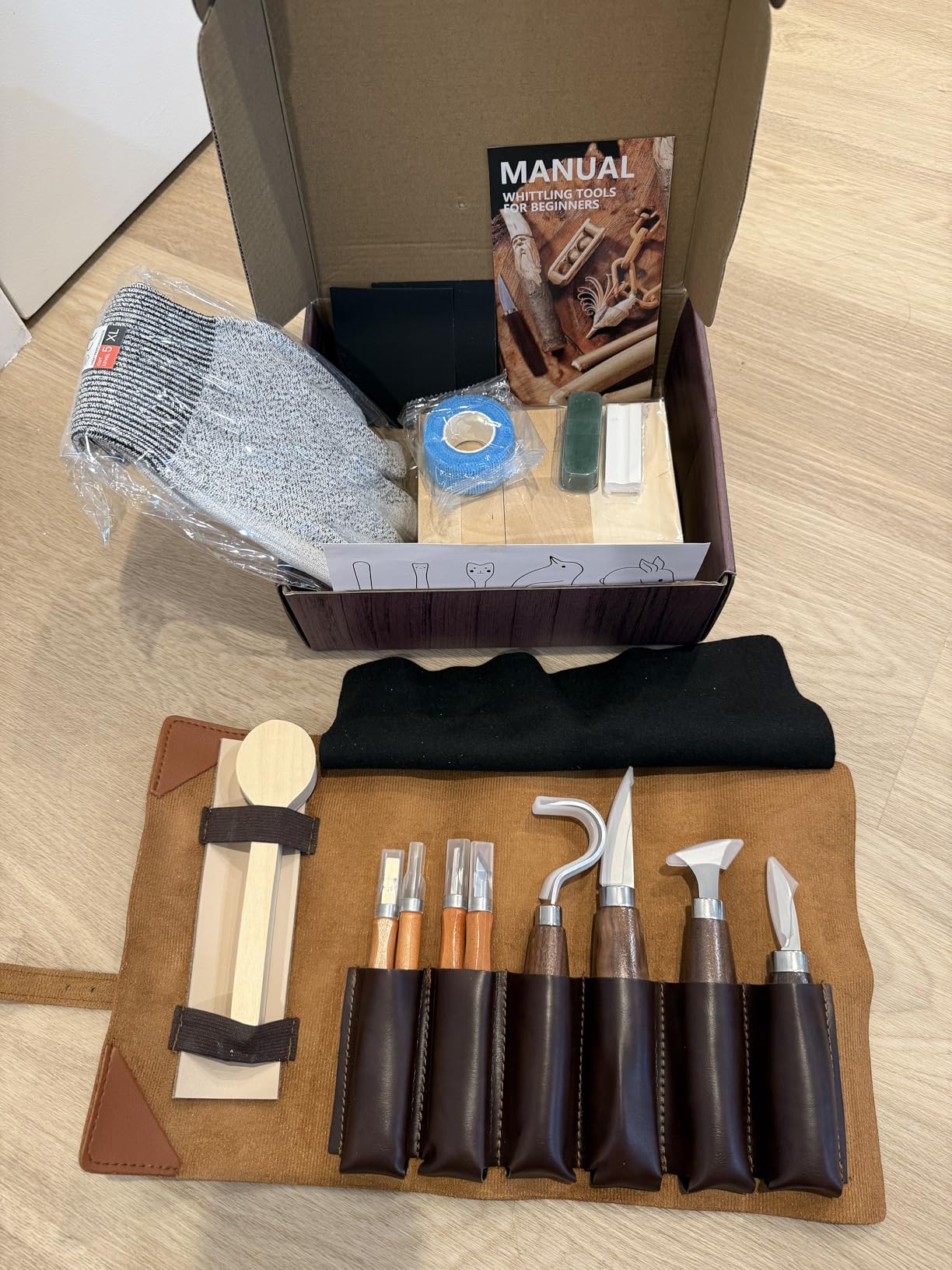 Wood Carving Kit Whittling Kit: Wood Carving Knife Tools with Leather Case | Deluxe Woodworking Hobby Kit for Beginners Adult Kids, Relaxing Creative Projects, DIY Art Craft Gift for Men Teens customer photo 1
