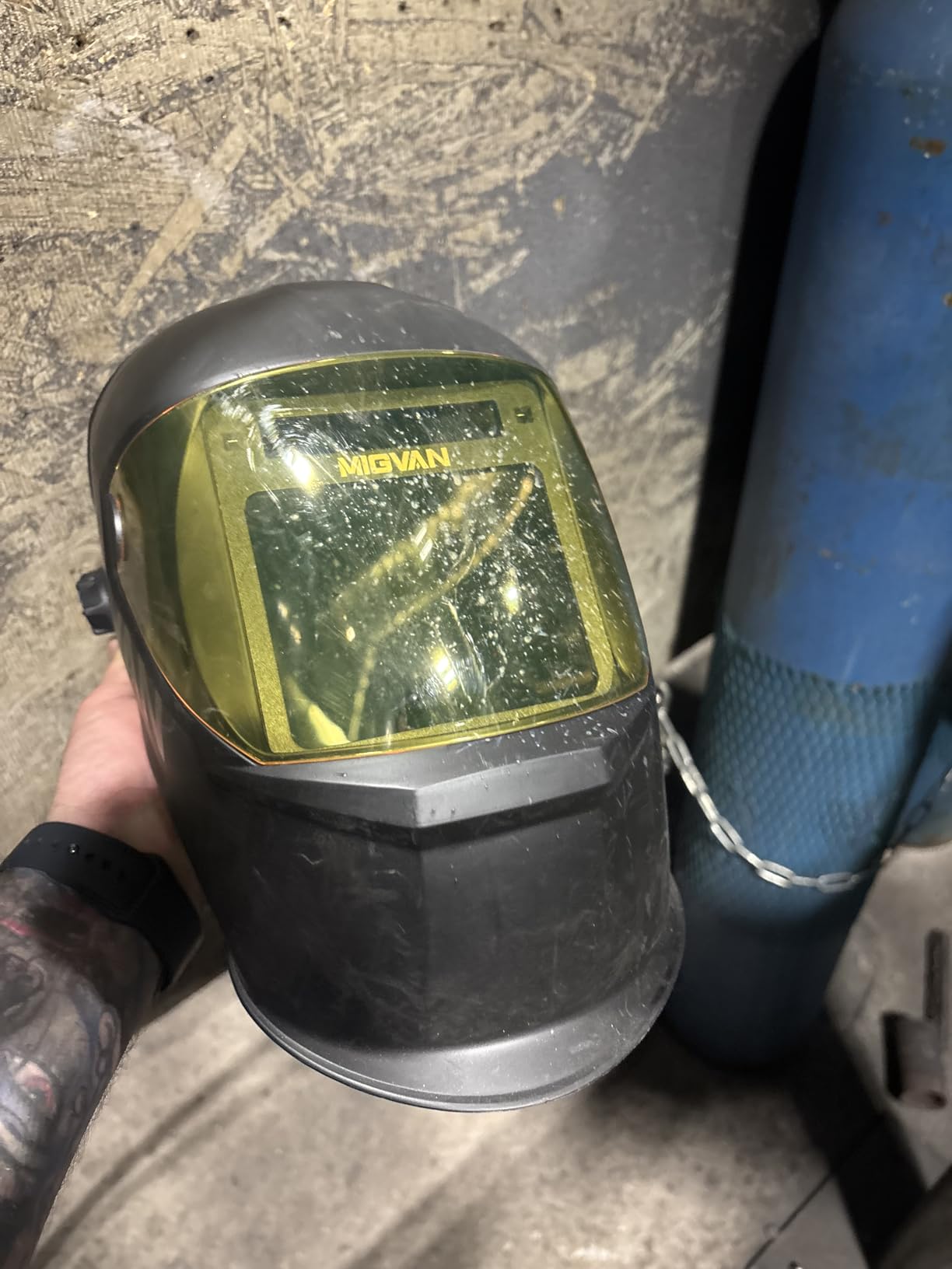 Welding Helmet Auto Darkening True Color Large Viewing, Welding Hood Solar/Rechargeable Battery Powered, Wide Shade 4/5-13 with 4 Arc Sensor, Optical Clarity Welding Mask for TIG MIG ARC Grind customer photo 2