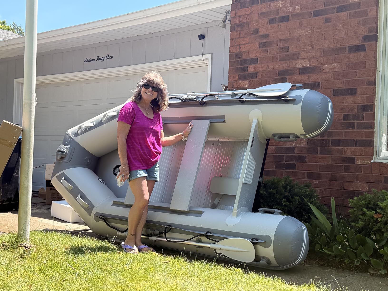USCG Approved Inflatable Dinghy Boat, 8.2/10/10.8FT Dinghy for 2-5 Persons | Heavy-Duty 1100D PVC Fishing Boat with 5HP 10HP 15HP Outboard, Aluminum Floor & Oars, Wooden Bench Seats for Adults customer photo 1