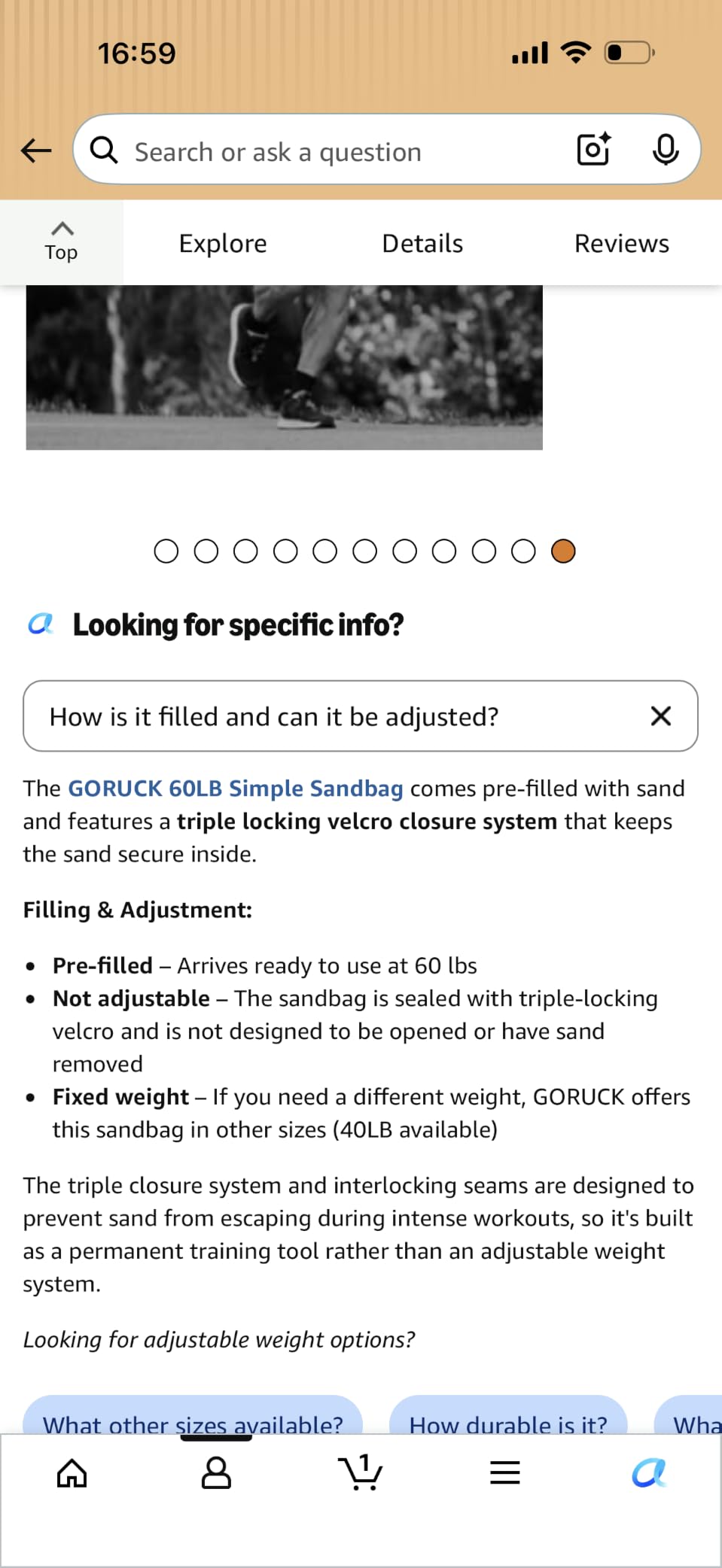GORUCK Simple Sandbag, Workout Sandbag for Strength Training | For Endurance, Weightlifting, Yoga and Functional Fitness, Durable Heavy Duty Build for Home Gym and Outdoor Workouts customer photo 1