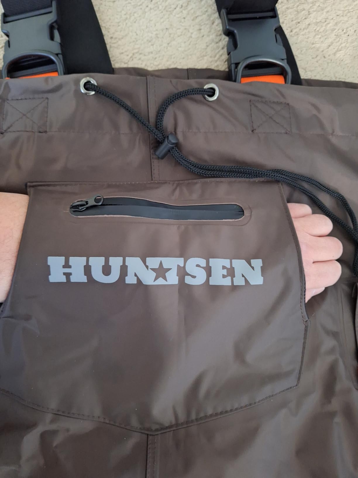 HUNTSEN Fishing Waders for Men Women - 2-Ply Nylon/PVC Waterproof Hunting Chest Waders with Boot Hanger&Phone Case, Size9-13 customer photo 1