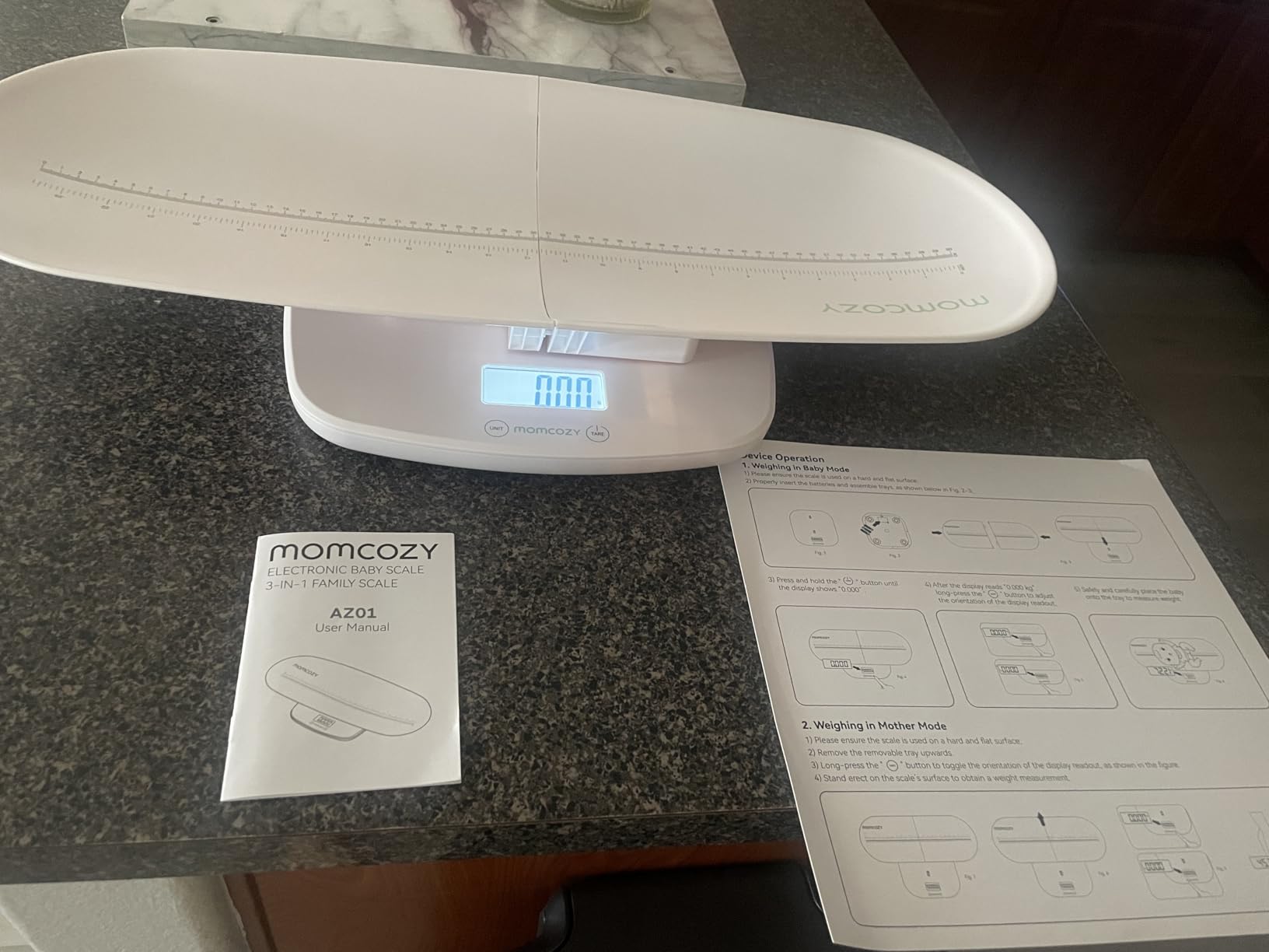Momcozy Baby Scale, Weight, Height and Weighted Feeds, Removable Tray | Multi-Function Digital Scale For Newborns, Adults and Pets With 5 Units, LED Screen, Auto-Off And Curved Removable Tray customer photo 2