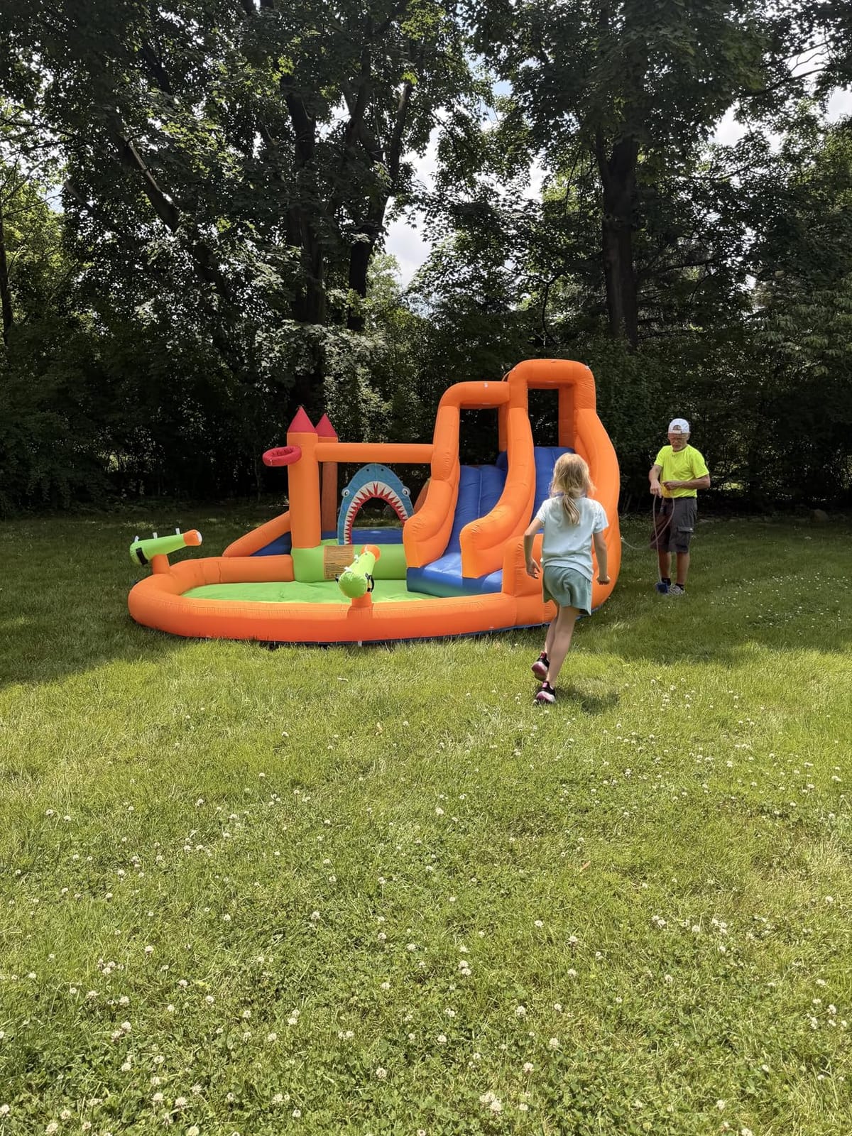 10 in 1 Inflatable Water Bounce House Triple Kid Water Slide with Blower | Easy & Fast Inflatable,Cannon,Climbing Wall,Jumping,Splash Pool,Wet & Dry Play,Indoor & Outdoor Fun,Full Accessories customer photo 2