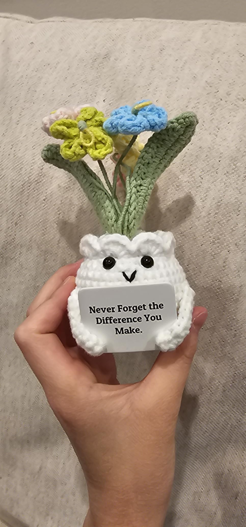 Forget-Me-Not Crochet Flower Potted Plant Gift | Difference You Make Gift, Boss Day, Teacher Appreciation, Coworker & Nurse, Thank You Gift, Desk Decor, 4.7 In H × 2.4 In W customer photo 1