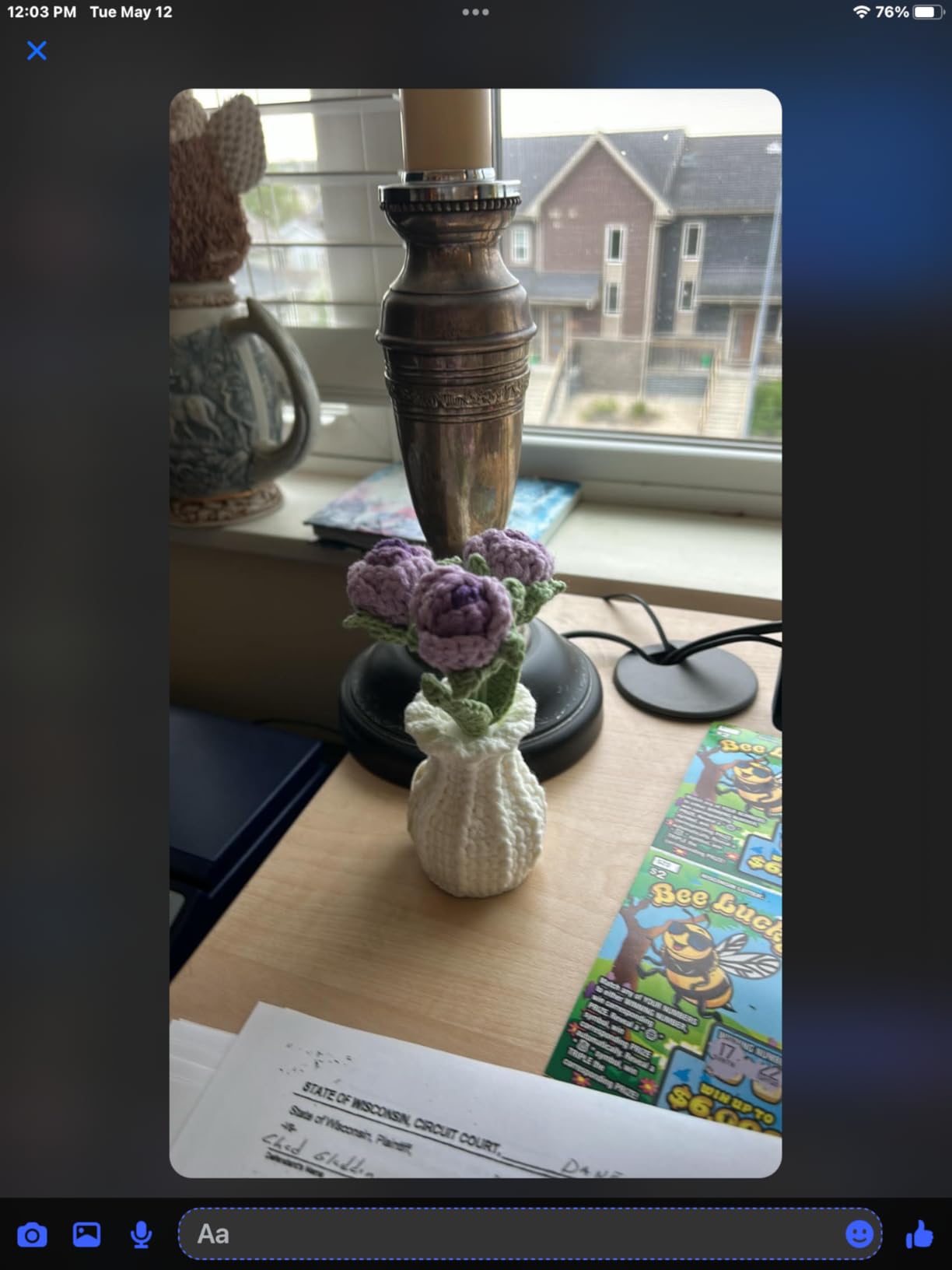 Forget-Me-Not Crochet Flower Potted Plant Gift | Difference You Make Gift, Boss Day, Teacher Appreciation, Coworker & Nurse, Thank You Gift, Desk Decor, 4.7 In H × 2.4 In W customer photo 2