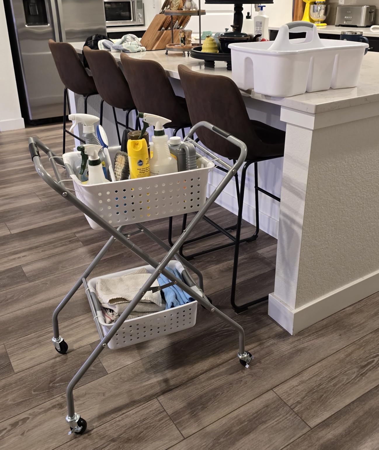 STORAGE MANIAC Collapsible Laundry Cart with Wheels 31.5