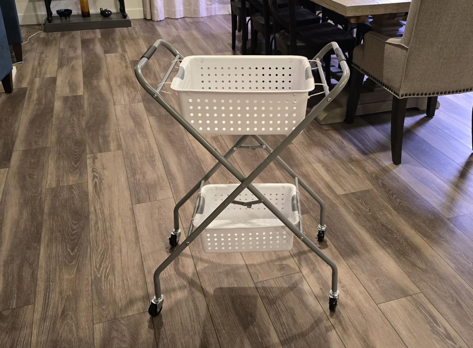 STORAGE MANIAC Collapsible Laundry Cart with Wheels 31.5