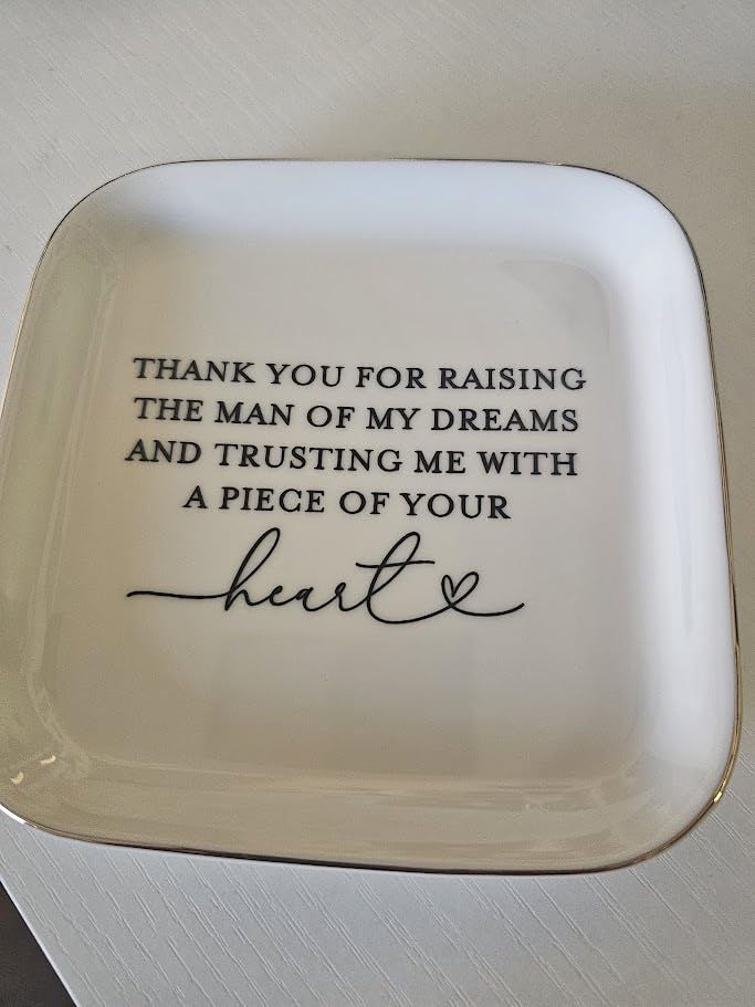 Mother of the Groom Gifts Jewelry Tray from Bride, Mother's Day Christmas Birthday Wedding Gifts for Mother in Law of the Groom from Bride Ceramic Ring Dish Plate customer photo 1