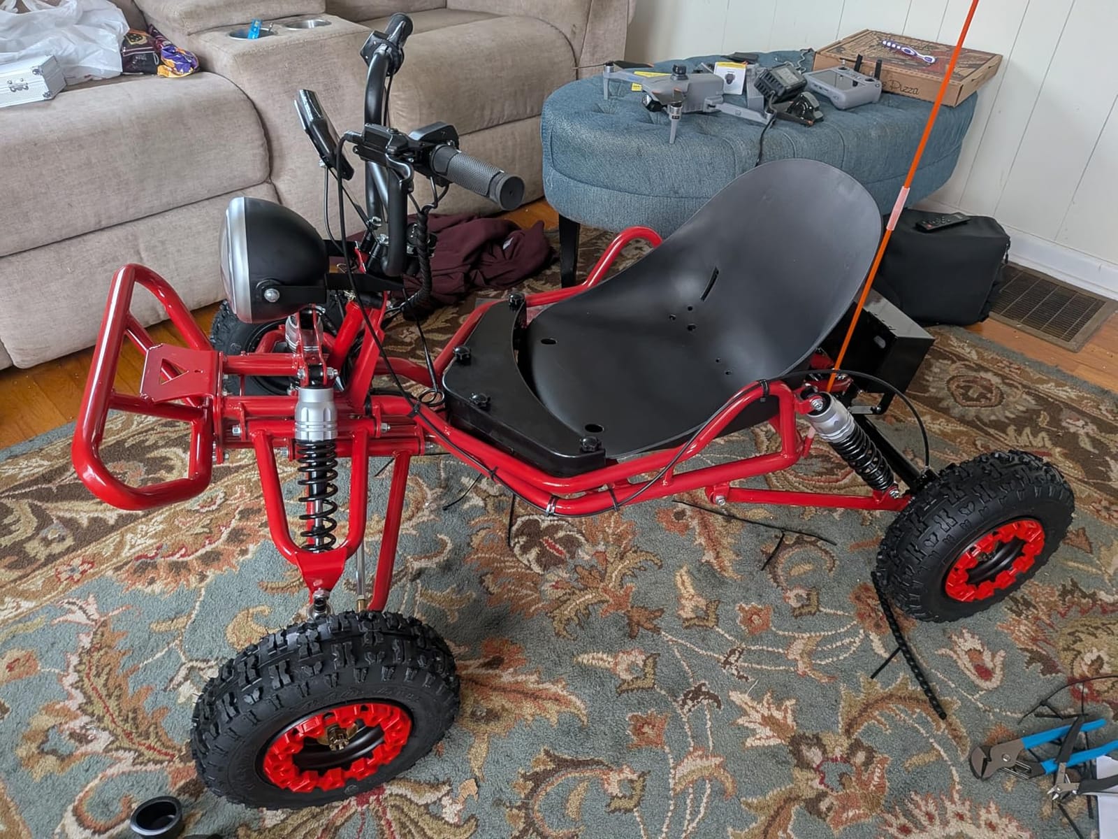 Zyliathor 48V 20Ah Electric Off-Road Go Kart for Adults & Kids (Red) | 30-Mile Range, Peak 2500W, 3 Speed 12-31 MPH, 4-Wheel Suspension, 4.10-6 Tires, Backyard Family Fun customer photo 2