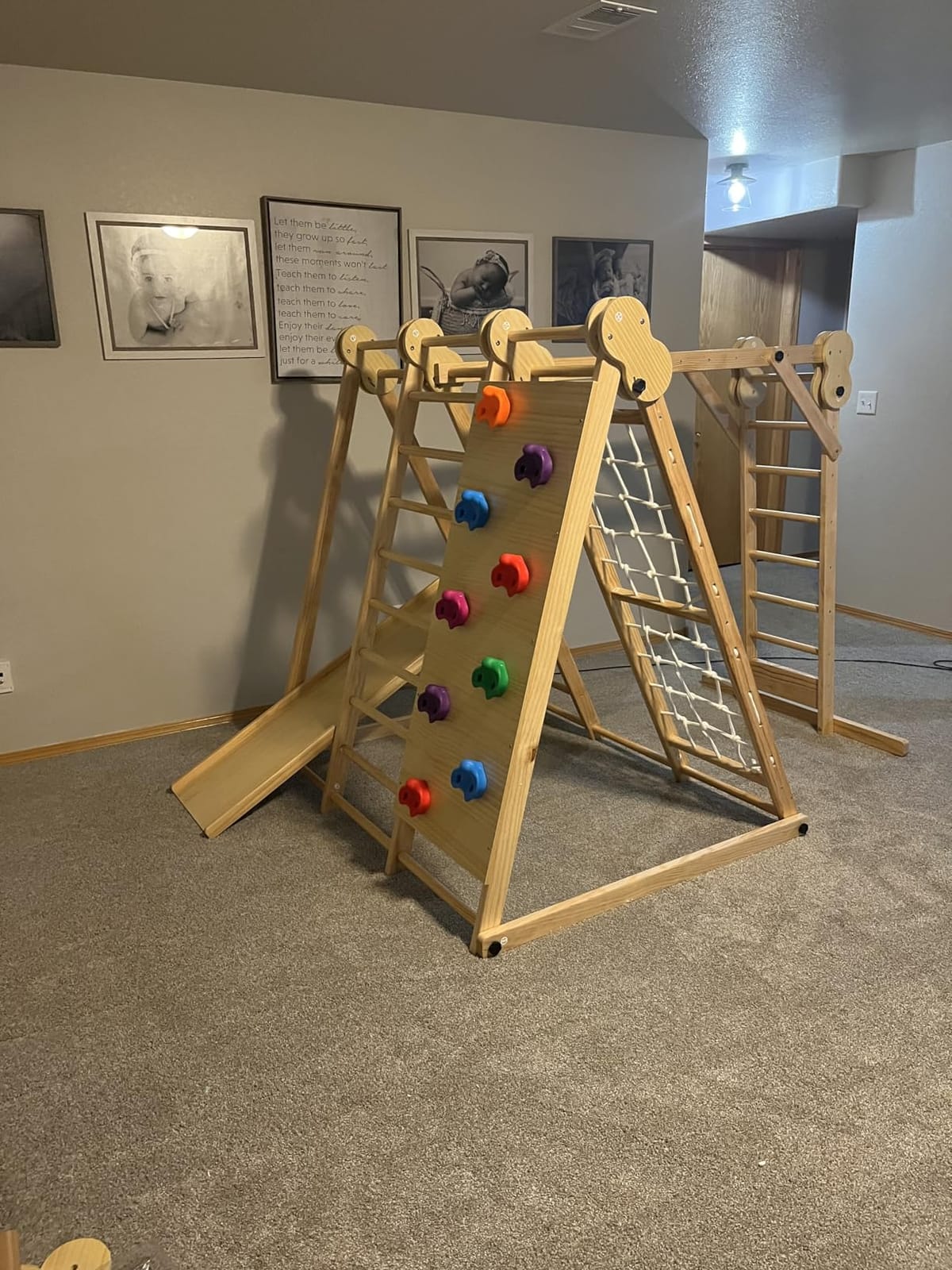 Avenlur 8-in-1 Indoor Play Gym - Toddler Jungle Gym for Kids Ages 2-6 - Indoor Playground Wooden Climbing Playset with Slide, Monkey Bars, Ladder, Rope Ladder, Rock Climbing, Swing, Rings, Disc Swing customer photo 2