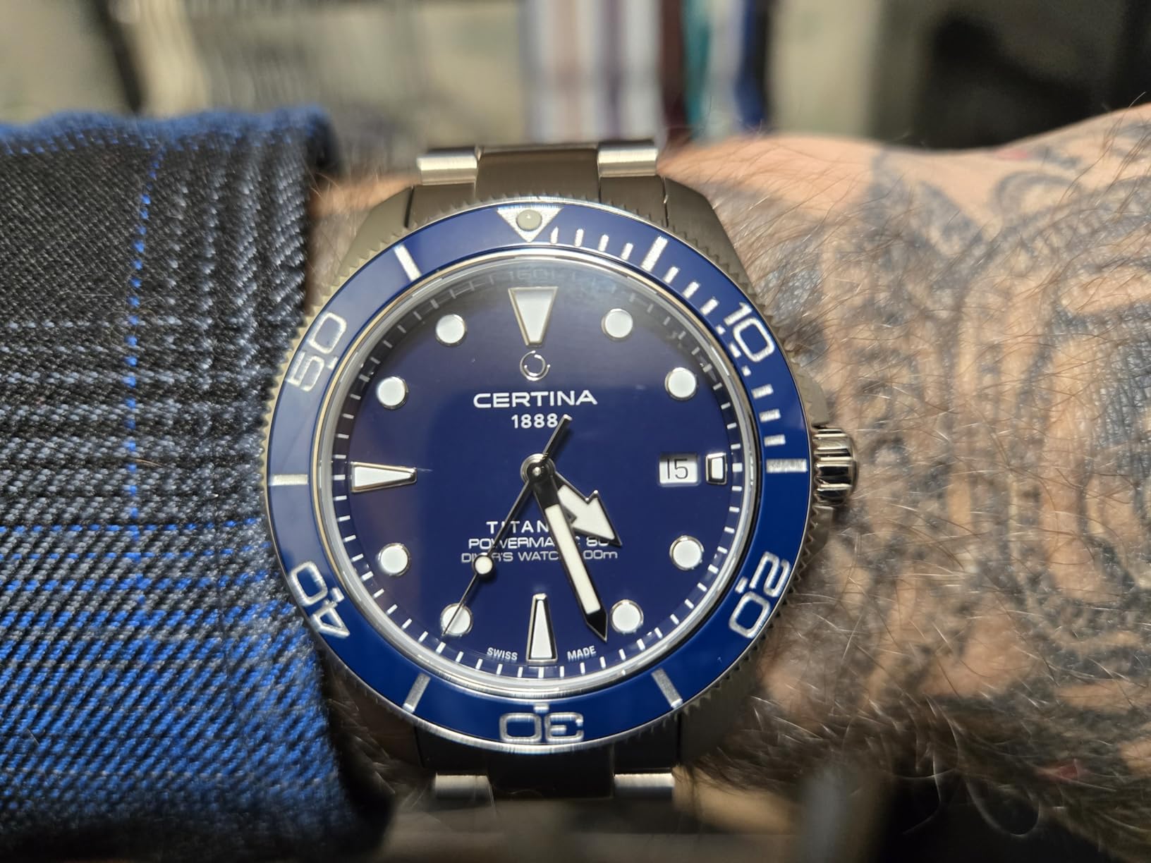 Certina, Mens, DS Action Gent, 40.5, mm, Titanium, Automatic, Powermatic 80, Nivachron, Date, Watch, Blue customer photo 2