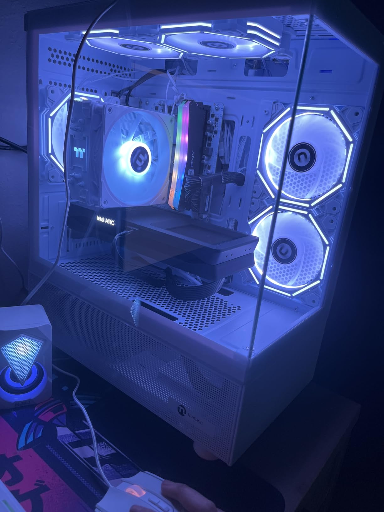 NINGMEI Gaming PC Desktop Computer,AMD Ryzen 5 5500 4.2 GHz,GeForce GTX 1660 Super 6GB,1TB NVMe SSD,16GB DDR4 3200MHz, Air Cooled Prebuilt,650W PSU,Windows 11 Home, Gamer PC, Black customer photo 1