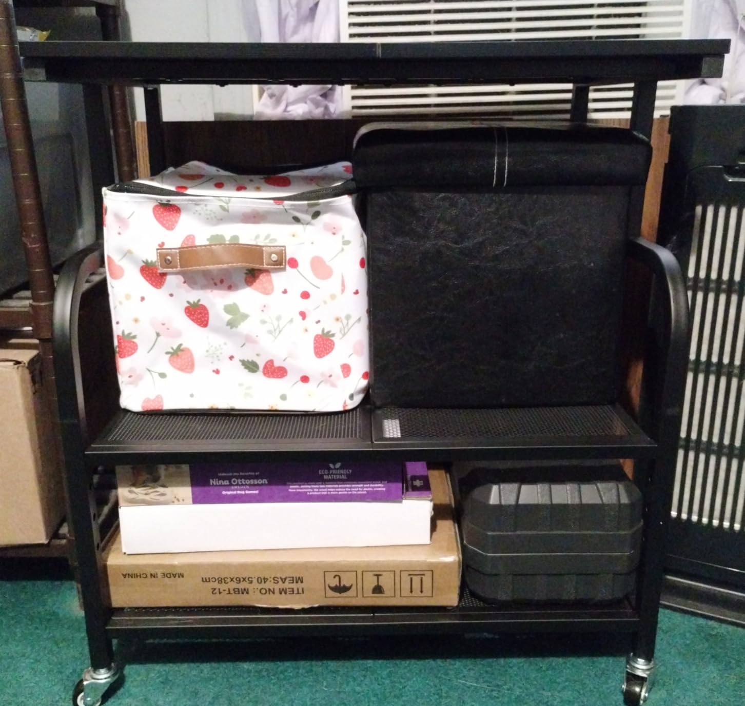niffgaff Mobile Printer Stand with Large Desktop - 3 Tier Shelf, 24.4 Inch Height, Wooden Organizer for Home&Office, Black customer photo 1