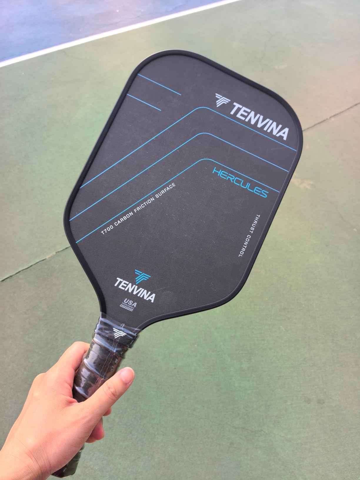 TENVINA Pickleball Paddles, Multi-Layer T700SC Textured Carbon Fiber Pickleball Paddle, Pickle Ball Paddle with Strong Spin & Power Surface, 4-Types of Shapes and Thicknesses, USAPA Approved customer photo 1