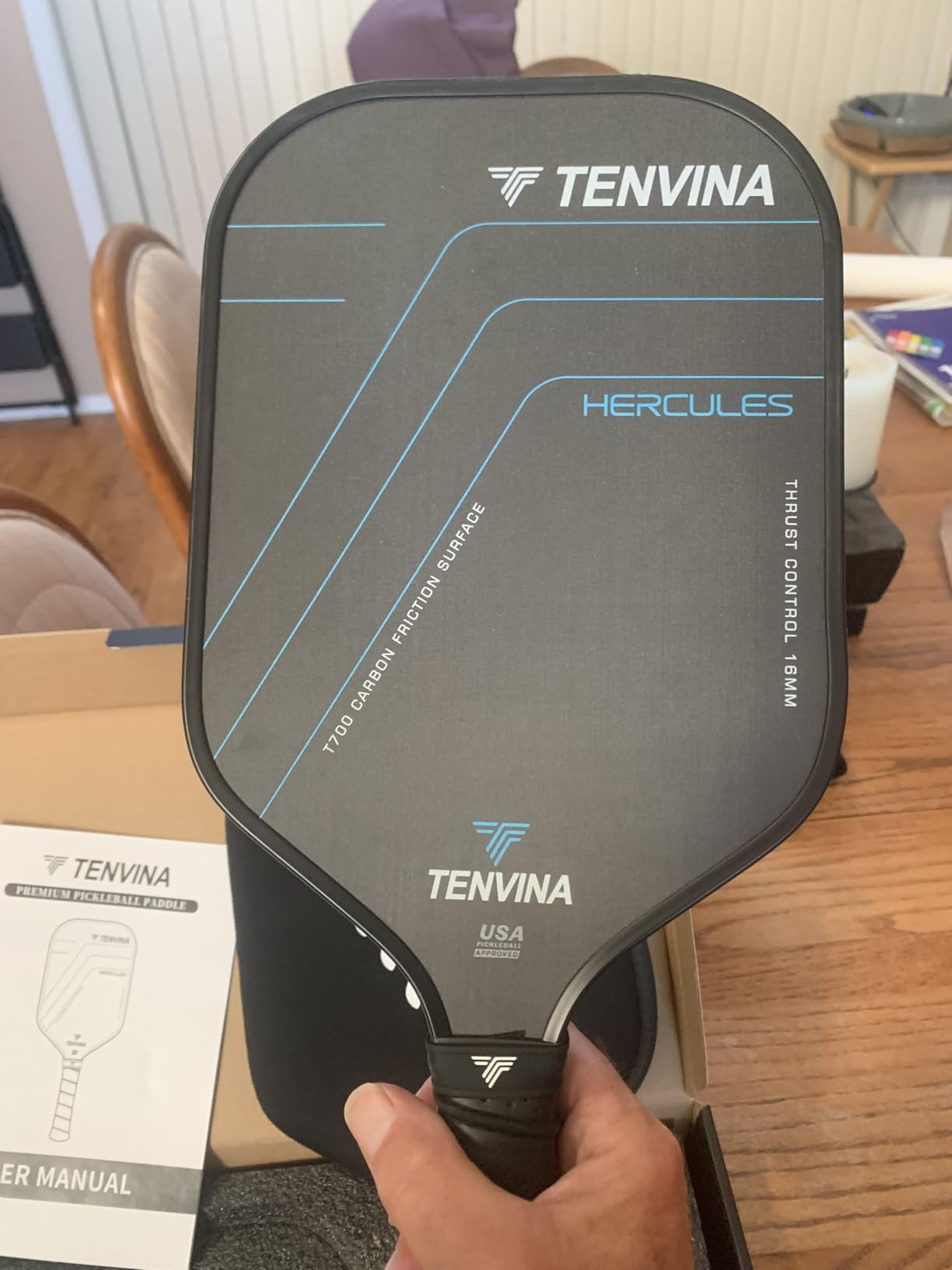 TENVINA Pickleball Paddles, Multi-Layer T700SC Textured Carbon Fiber Pickleball Paddle, Pickle Ball Paddle with Strong Spin & Power Surface, 4-Types of Shapes and Thicknesses, USAPA Approved customer photo 2