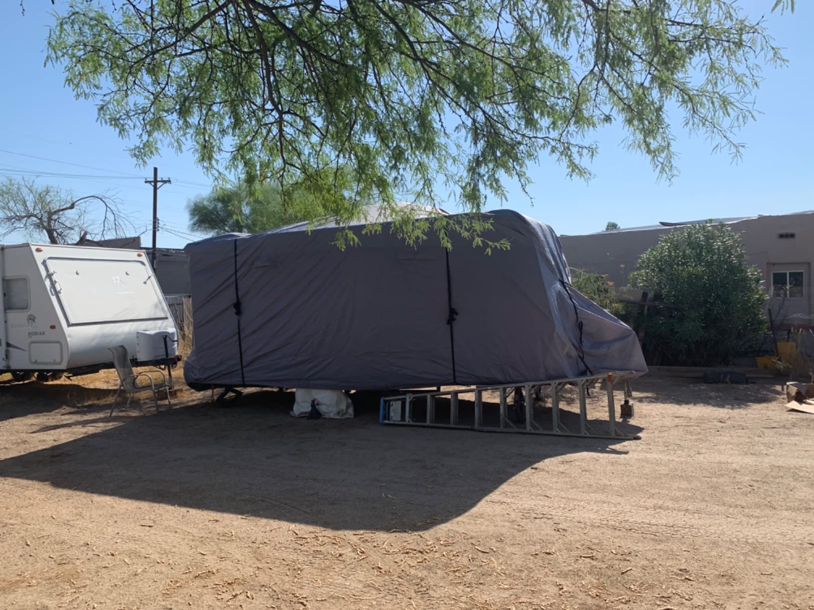 Fonzier 9 Layers Heavy Duty RV Cover for Class A Trailer Fits 31-34FT | Water&Windproof RV Cover for Class A Motorhome Camper,Anti-UV, Rip-Stop, Weatherproof, with 2Pcs Extra Straps, Light Gray customer photo 2