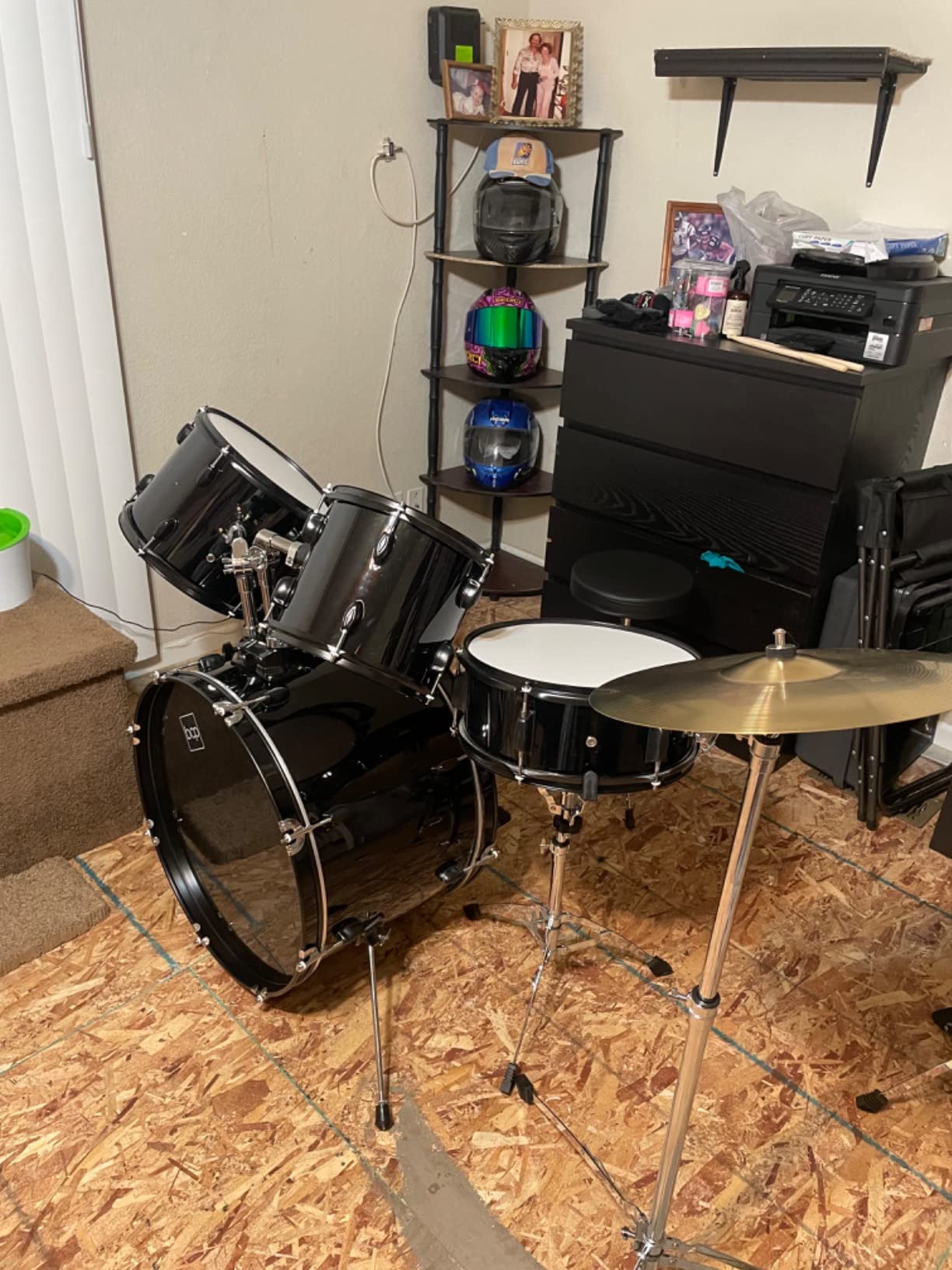 Best Choice Products 5-Piece Full Size Complete Adult Drum Set w/Cymbal Stands, Stool, Drum Pedal, Sticks, Floor Tom - Natural customer photo 1