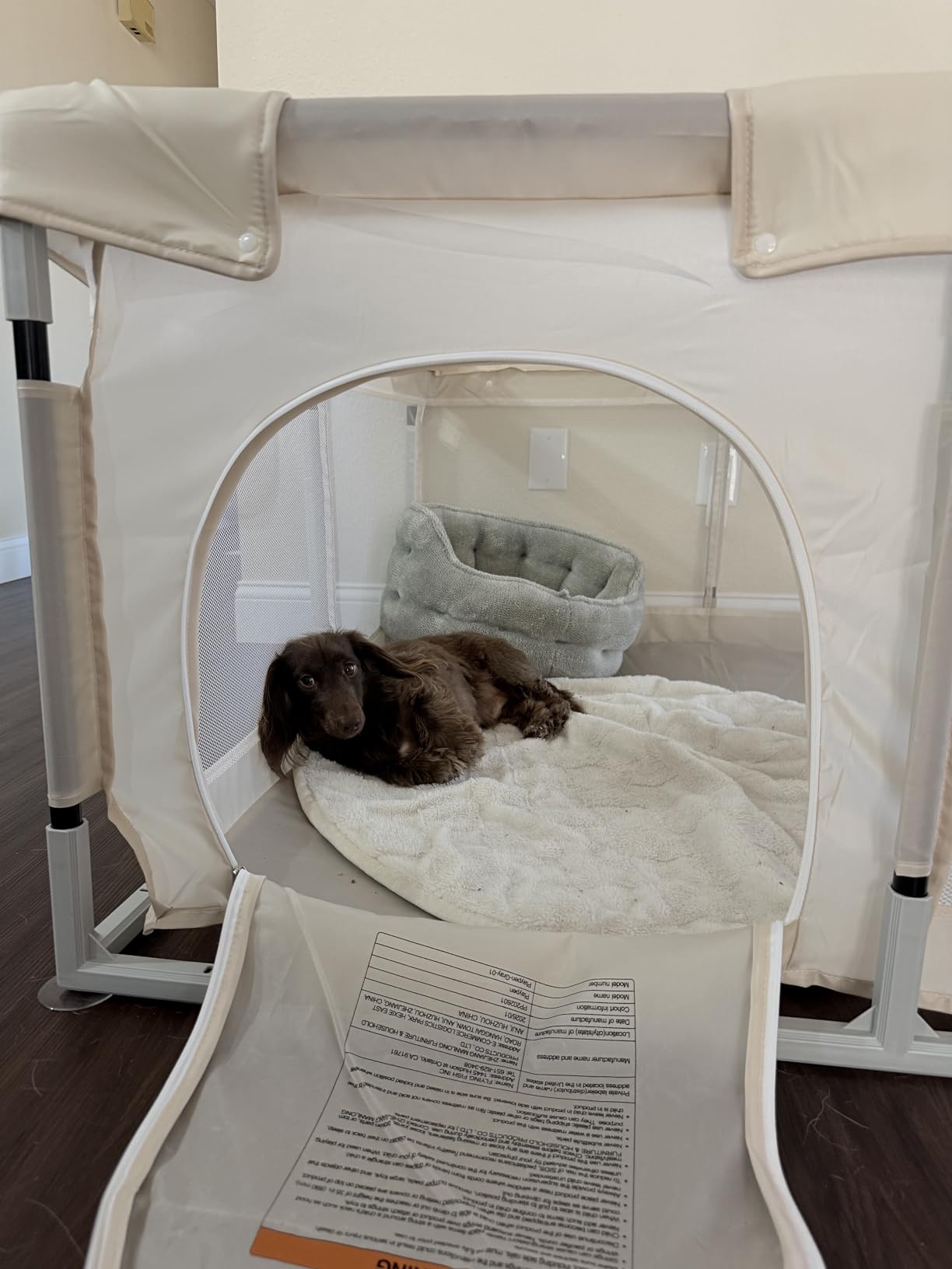 Uanlauo Beige Small Baby Playpen - 47x47in Playpen for Babies and Toddlers | Safe Indoor Play Pen, Baby Pen with Side Storage Bag and Breathable Mesh, Playard with 2 pull-up rings, Anti-slip Suction Cup customer photo 1